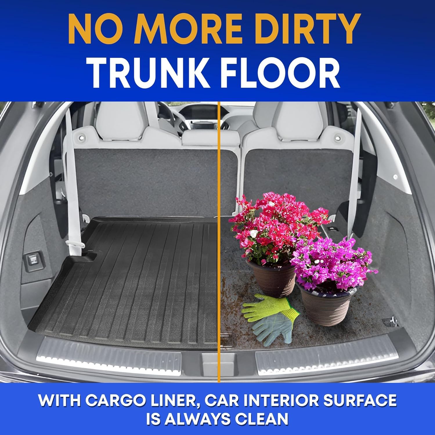 Premium Cargo Liner for Acura MDX 2014-2020 - 100% Protection - Custom Fit Car Trunk Mat - Easy-to-Wash & All-Season Black Cargo