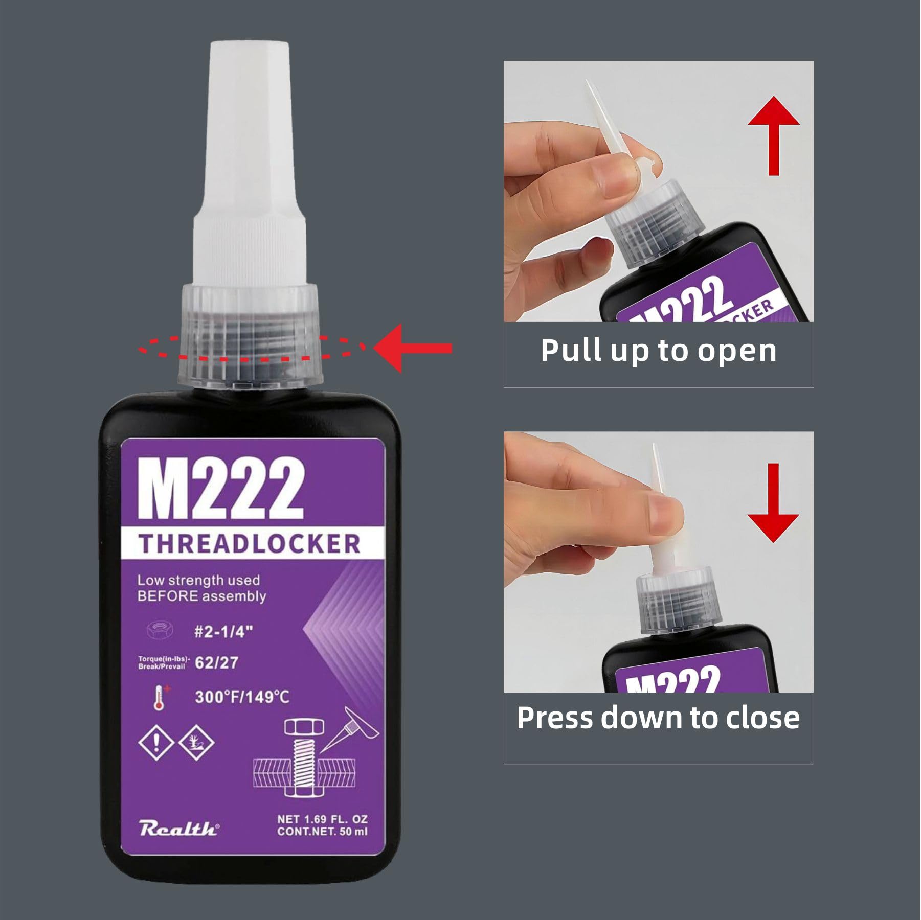 Thread Locker M271 Red High Strength, Lock Tight Threadlocker 50Ml, Thread Locking Adhesives For Sealing Metal Bolts Nuts And An