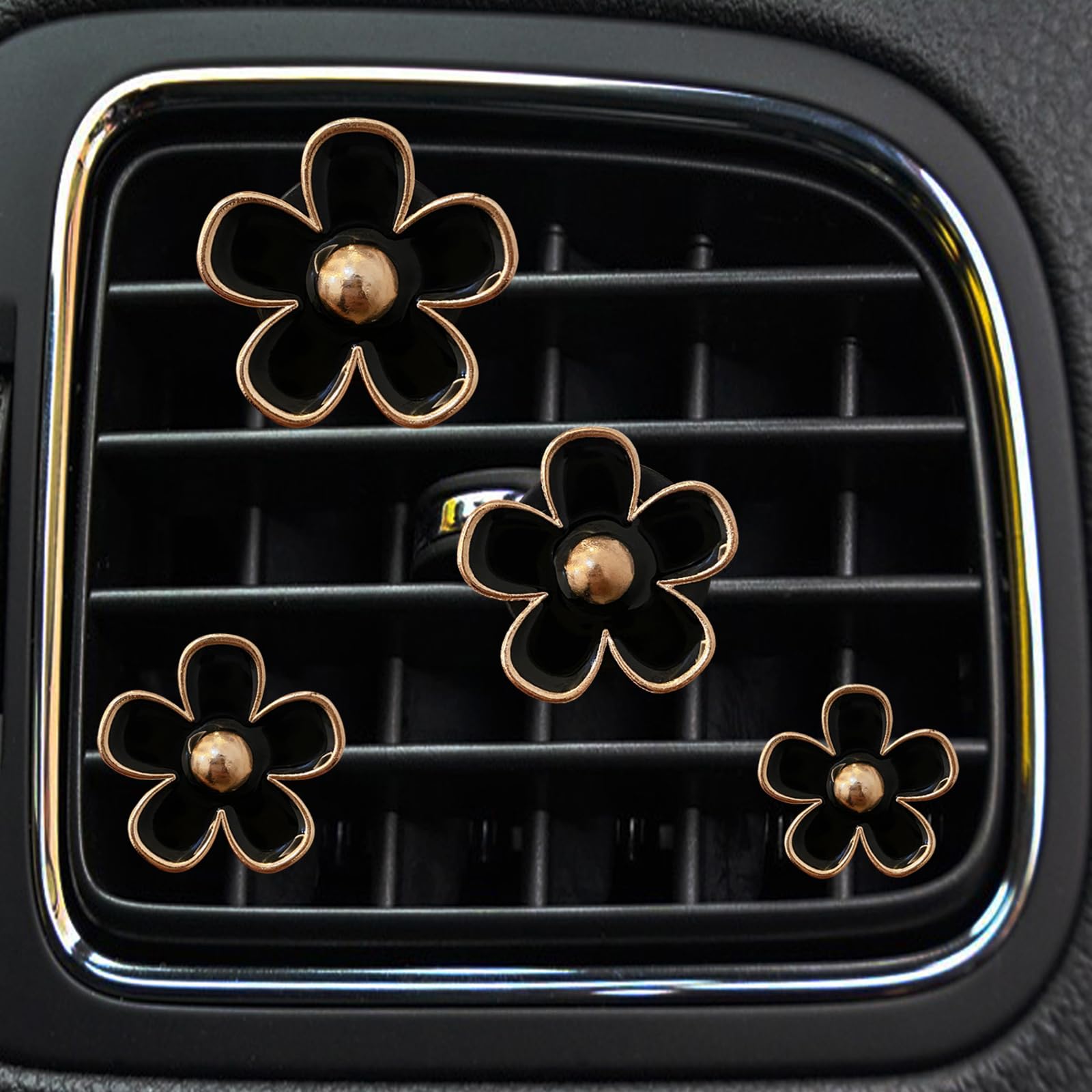 Daisy Air Vent Clips, 4 Pcs Cute Flower Car Air Conditioning Outlet Clip Car Air Freshener Clip Charm Car Inter Decor Accessorie