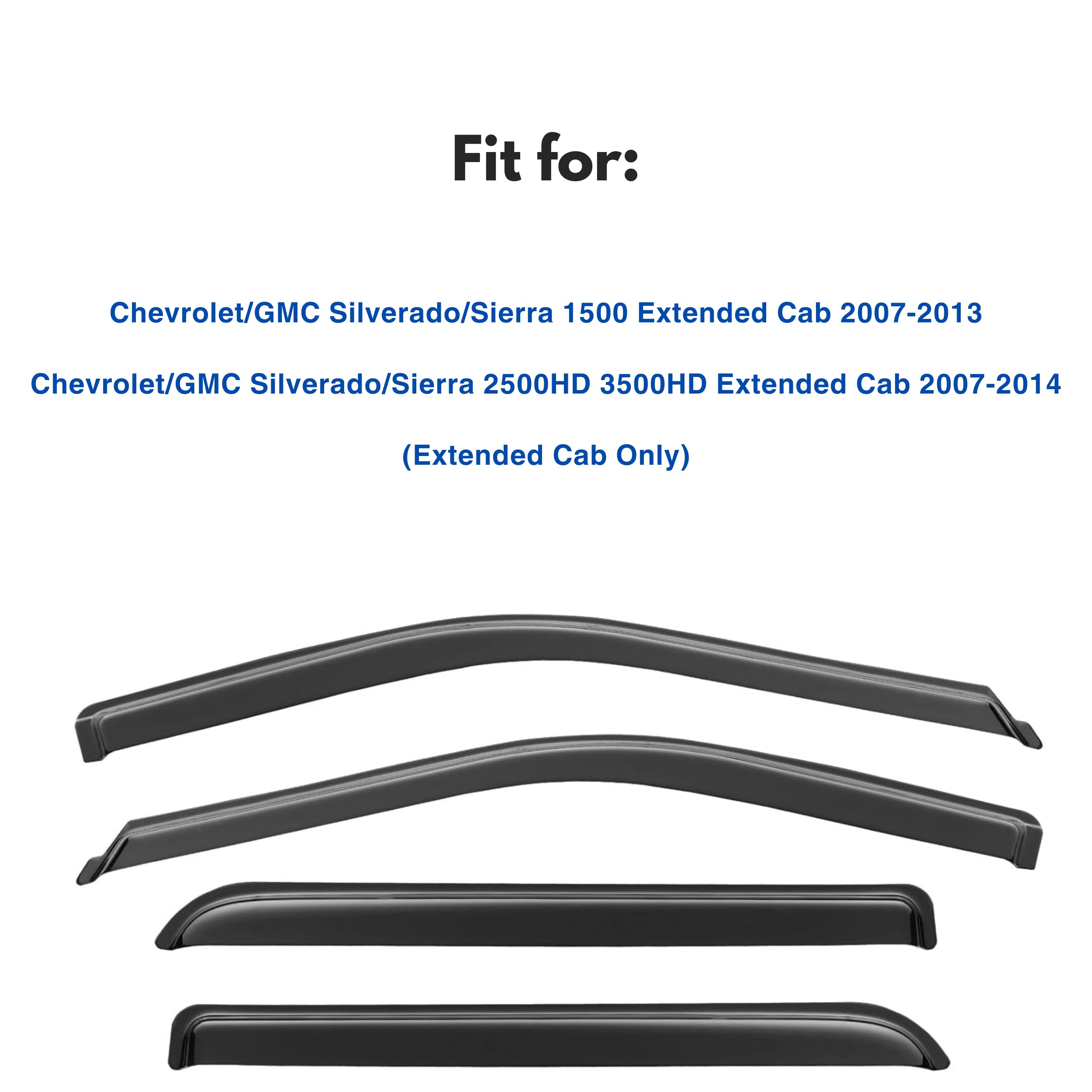 Ig Window Visor For 2007-2013 Chevy Chevrolet Silverado & Gmc Sierra 1500, Rain Guard Vent Deflectors For 2007-2014 Silverado &