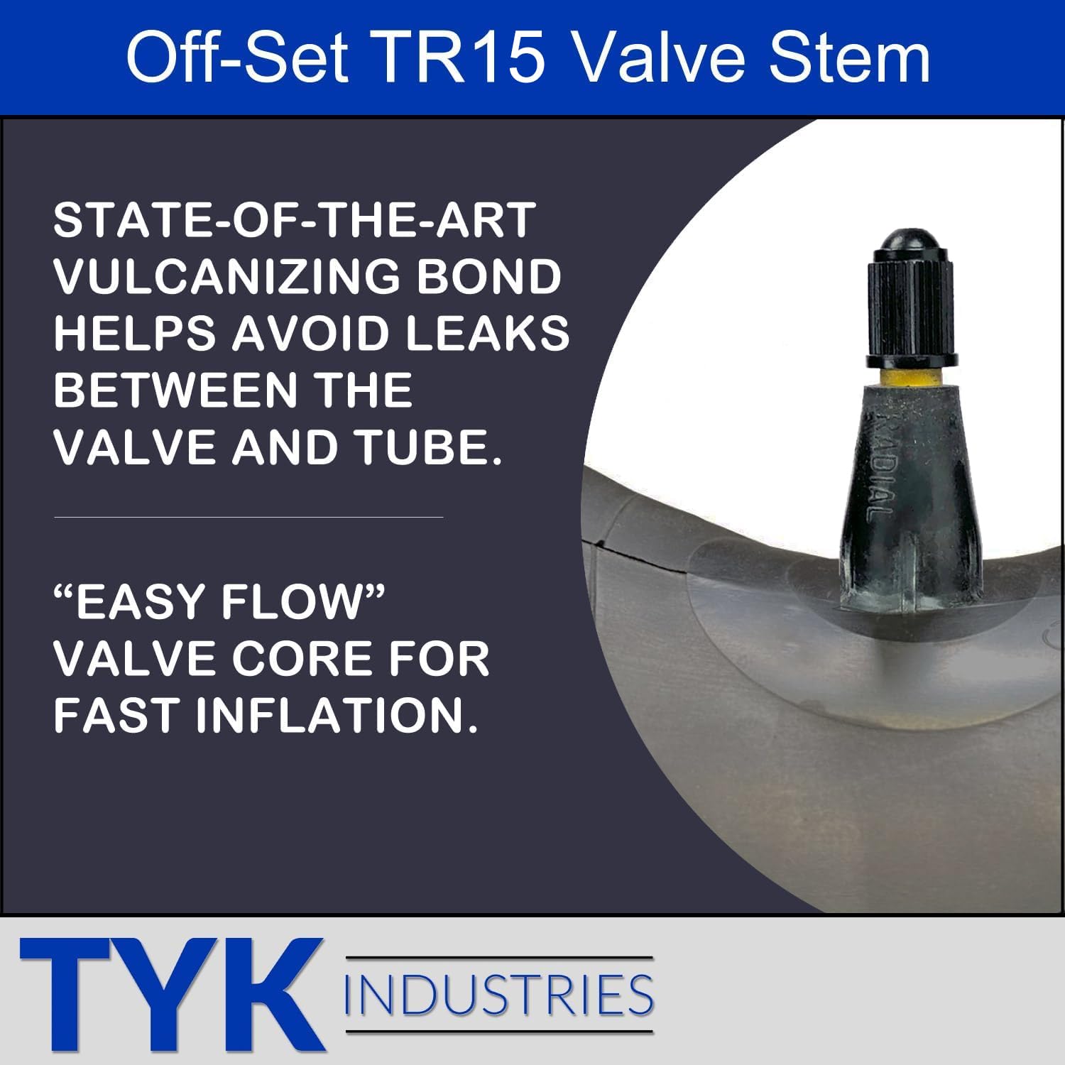 TYK 6.50/7.50R16, 6.50-16, 7.50-16 Farm Tractor Implement Tire Inner Tube with a TR15 Valve Stem