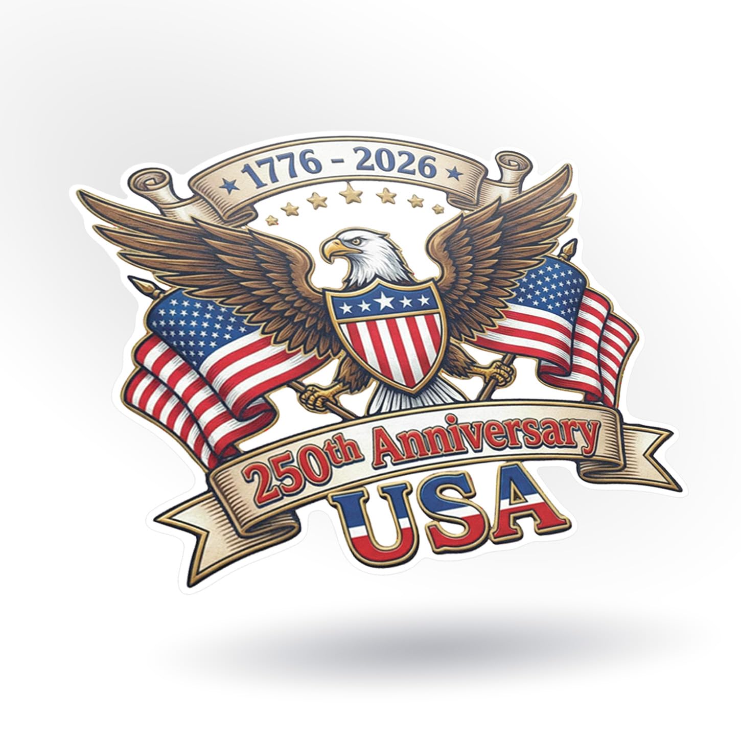 250th Anniversary USA Sticker 3 Pack - 1776-2026 Patriotic Eagle Vinyl Decal for Car Bumper, Truck, Laptop, Window - Waterproof 