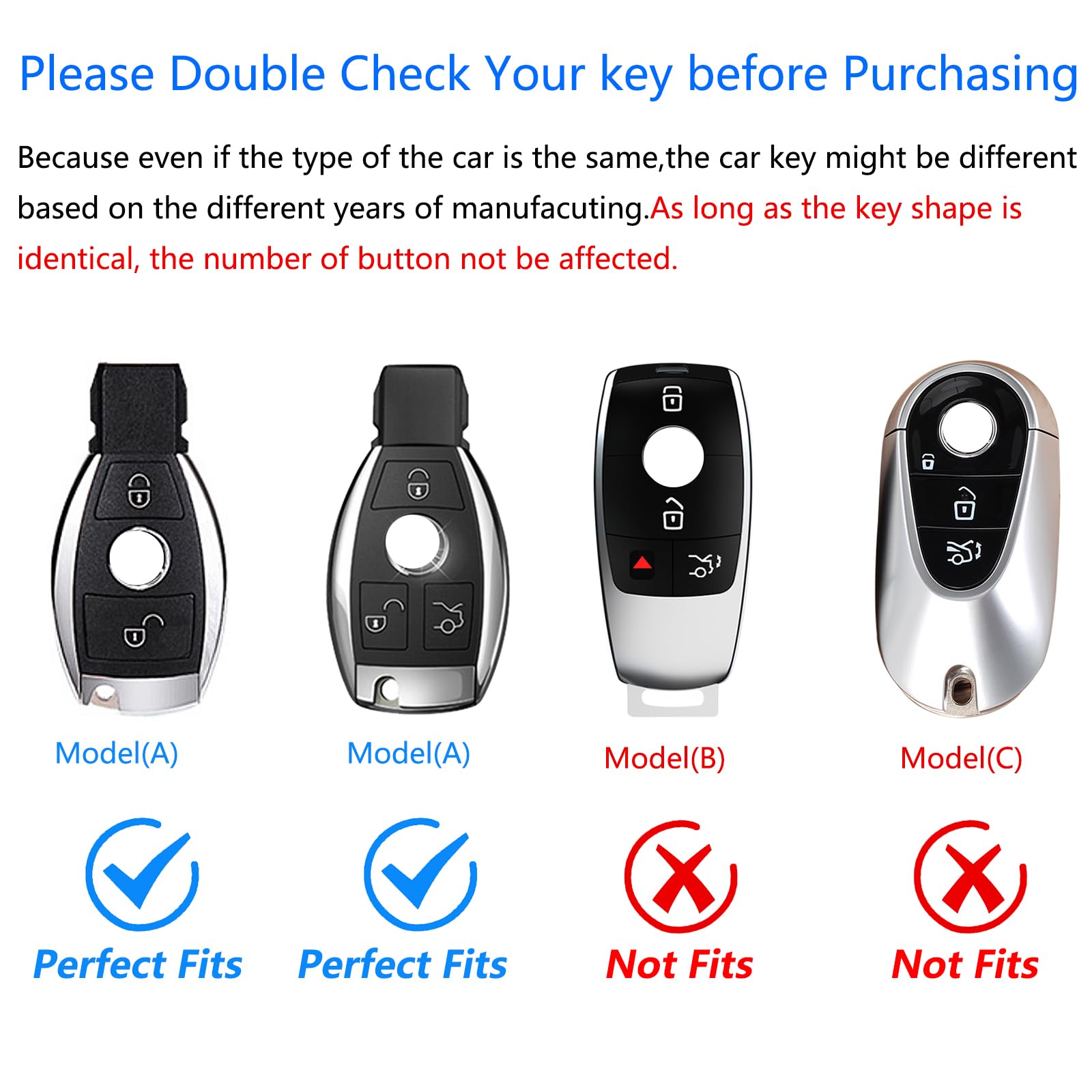 Ocezbiis For Mercedes Benz Key Fob Cover,Keychain,Zinc Alloy Protection Car Key Shell Case Compatible With C E S M Cls Clk G Cla