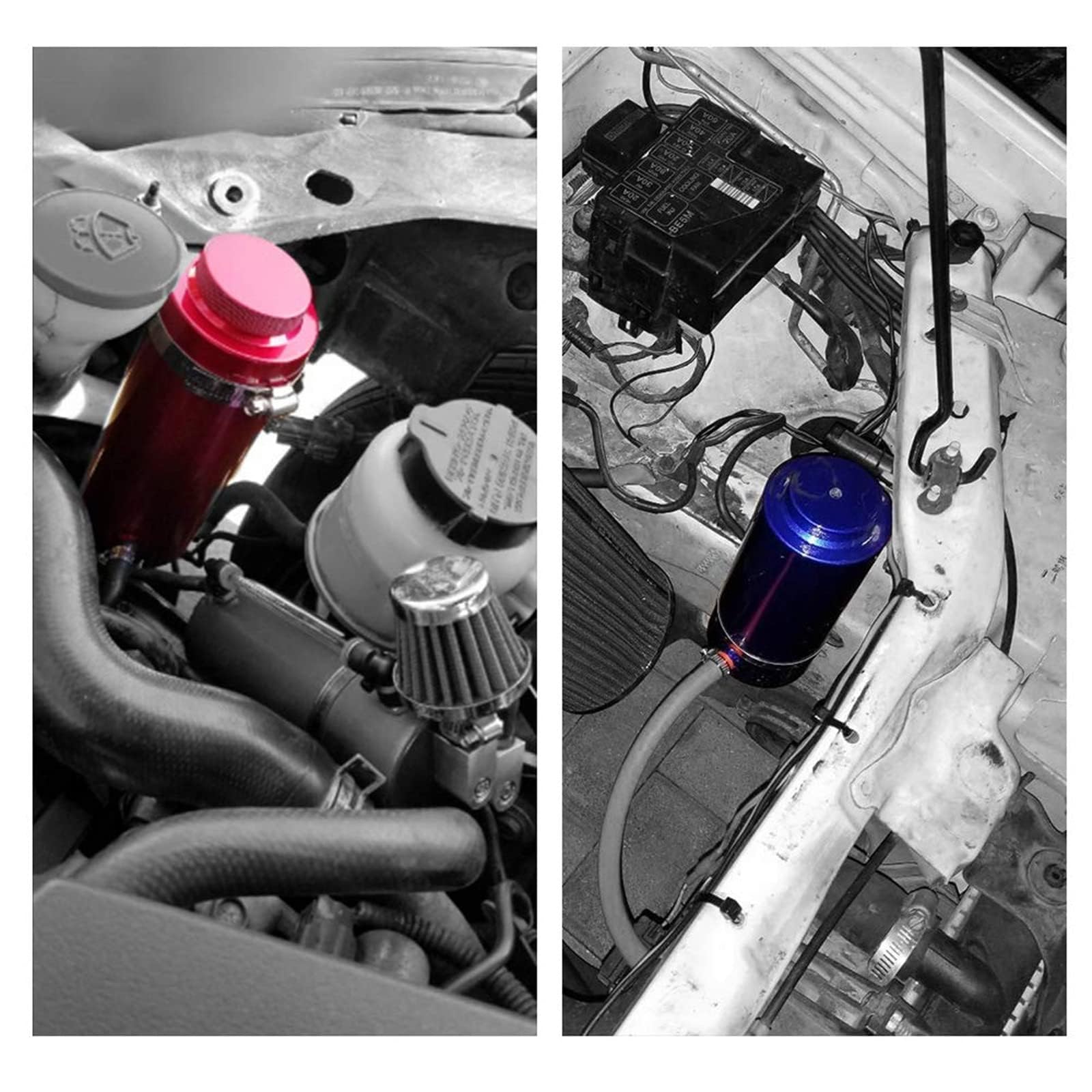 Ryanstar Universal Car Radiator Coolant Tank 800Ml Coolant Expansion Tank Overflow Oil Catch Tank Cooling Catch Bottle Reservoir Aluminum Billet Black