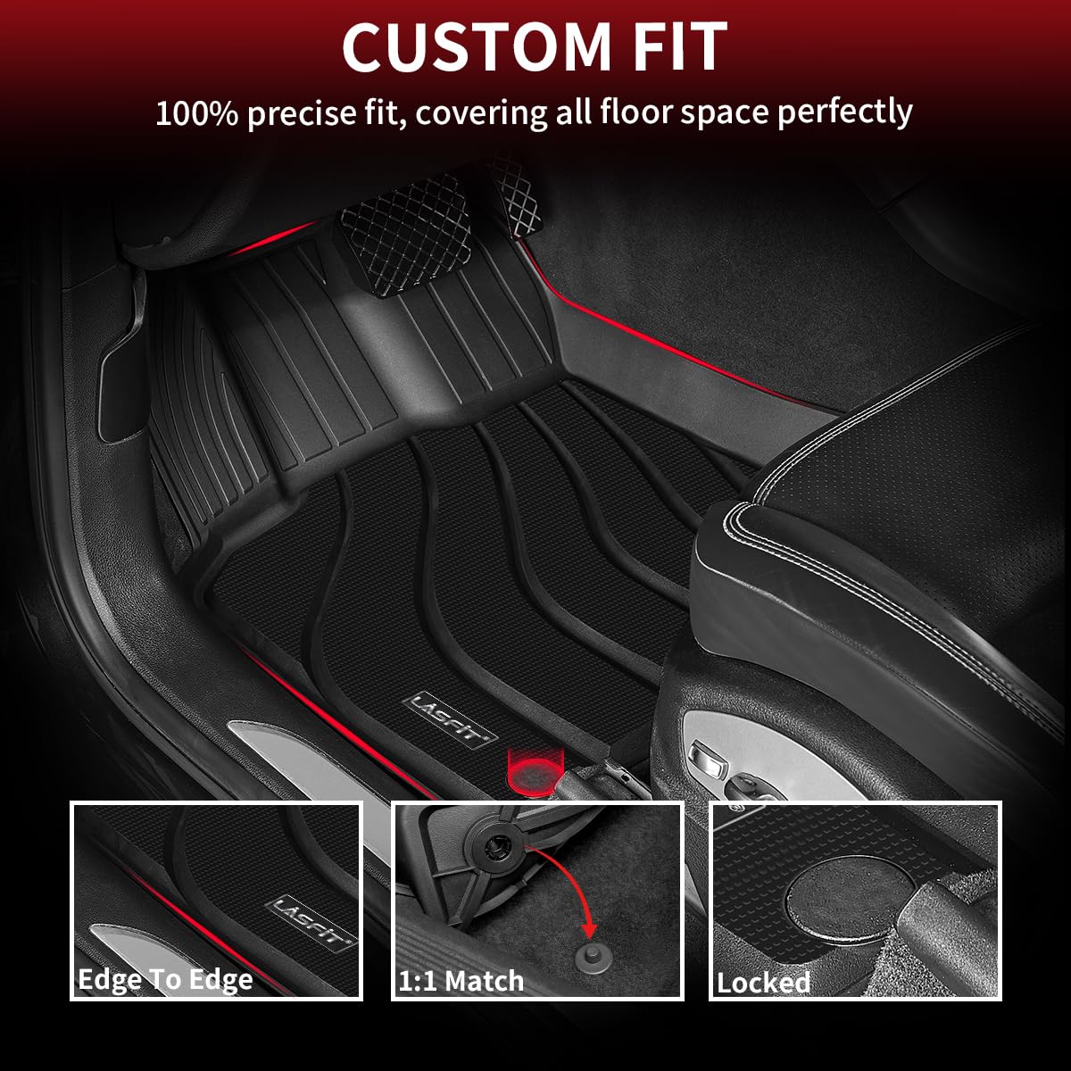 LASFIT Floor Mats for Porsche Macan 2014-2025, Custom Fit TPE Rubber, Black, 30*22*5, Easy to Clean, Model LL-PR01