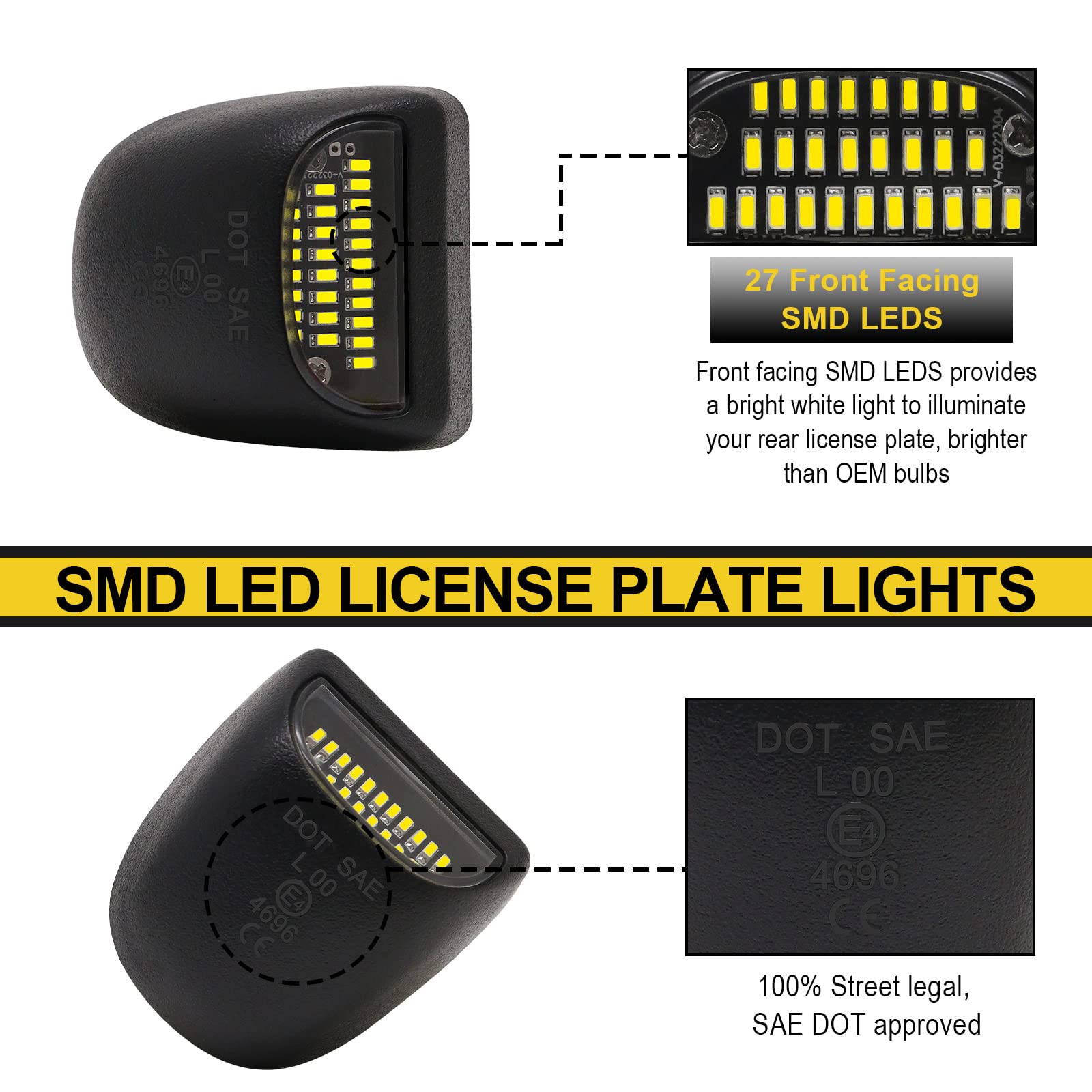R&F Auto Led License Plate Light Replacement For Avalanche/Tahoe/Suburban/Yukon Xl/Silverado & Sierra 1500 2500 3500 Hd/Traverse