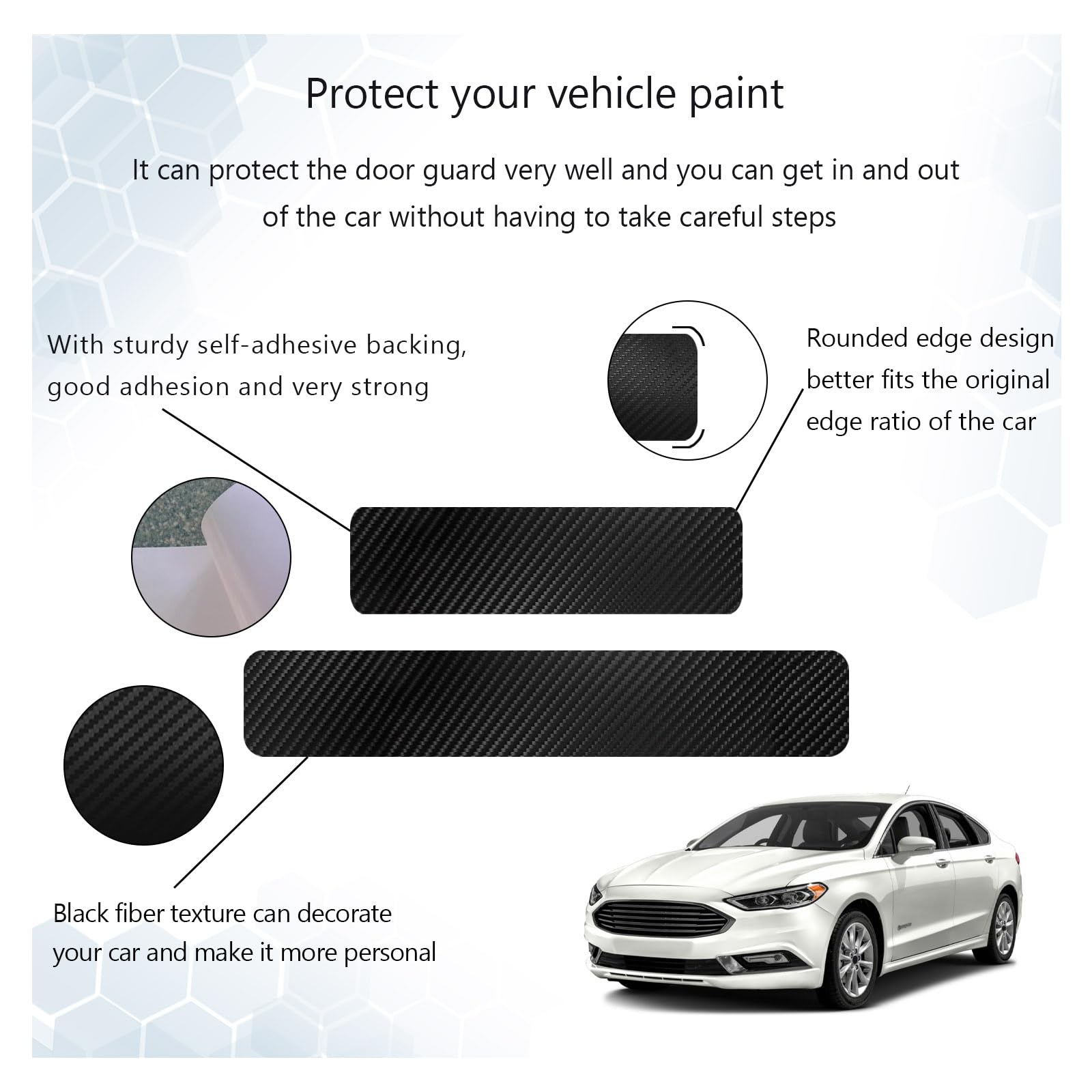 Dickno 4 PCS Car Door Sill Protector, 4D Carbon Fiber Auto Door Entry Edge Guard Protection Trim, Anti-Scratch Threshold Cover S