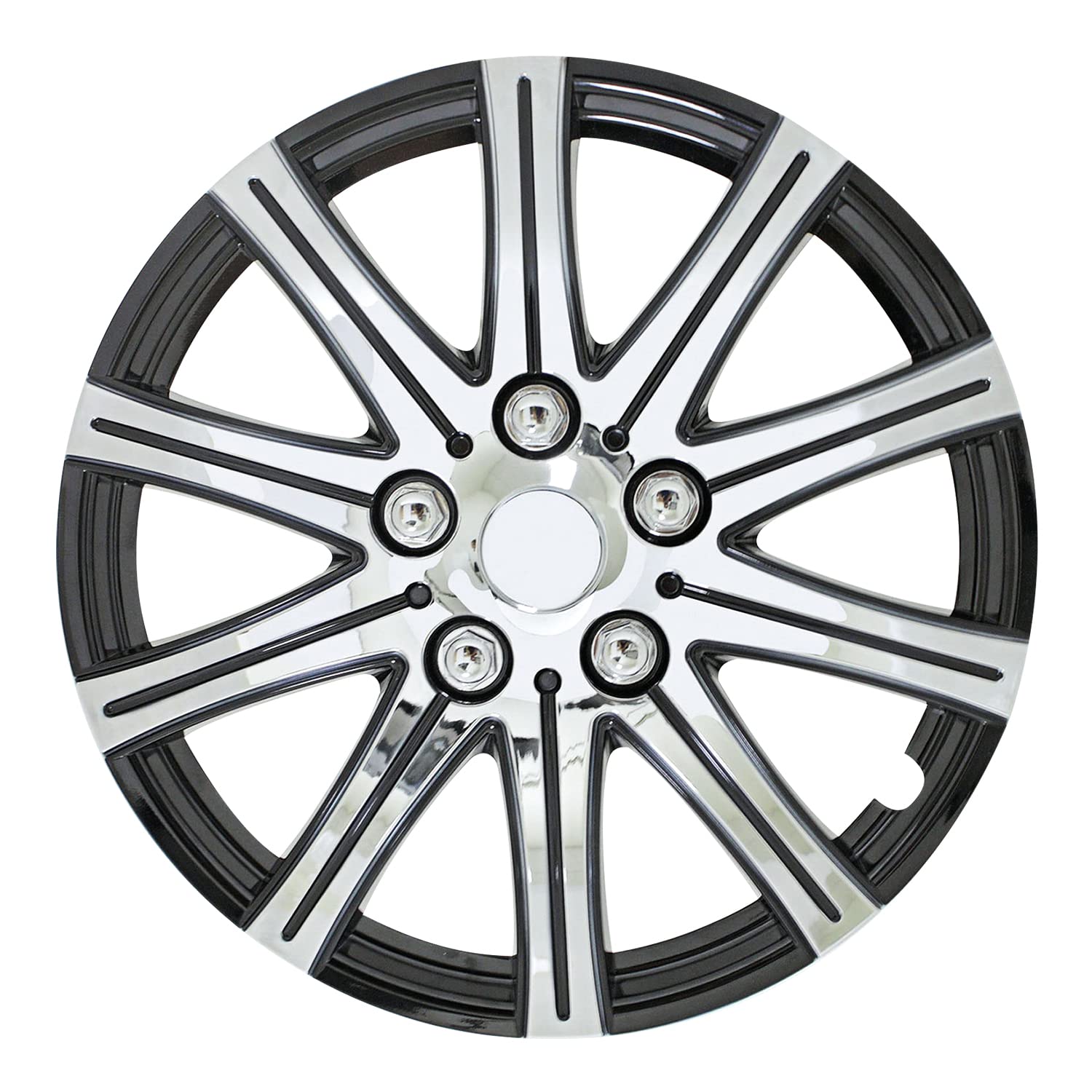 Pilot Automotive Wh528-15Se-Bx 15 Inch Silver With Black Accent Universal Hubcap Wheel Covers For Cars - Set Of 4 - Fits Most Ca