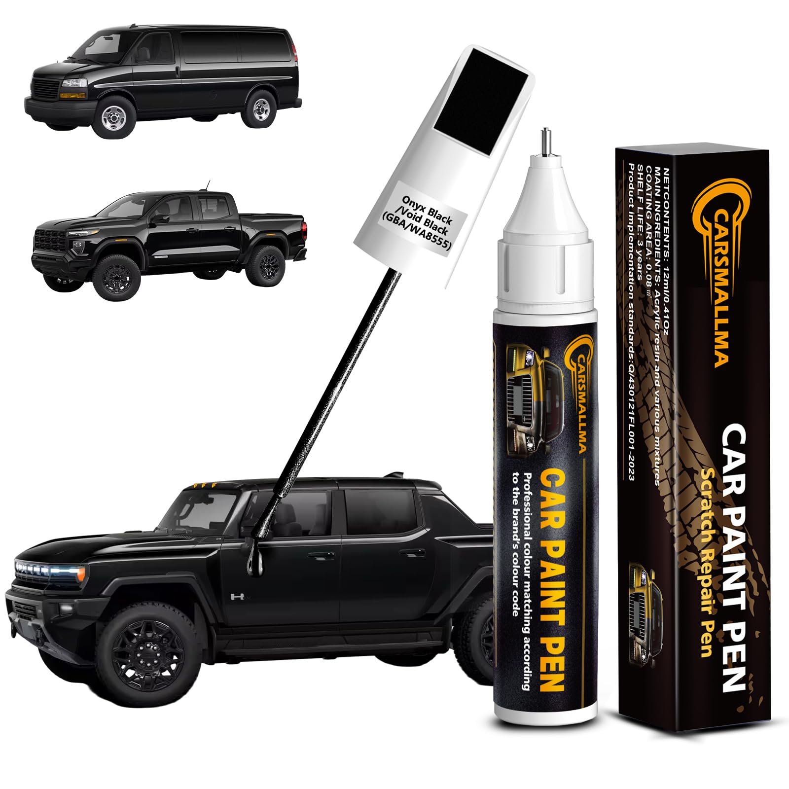 carsmallma Onyx Black/Void Black(GBA/WA8555) Car Touch Up Paint for GMC, Color Accurate Car Paint Scratch Repair Pen Kit Quick &