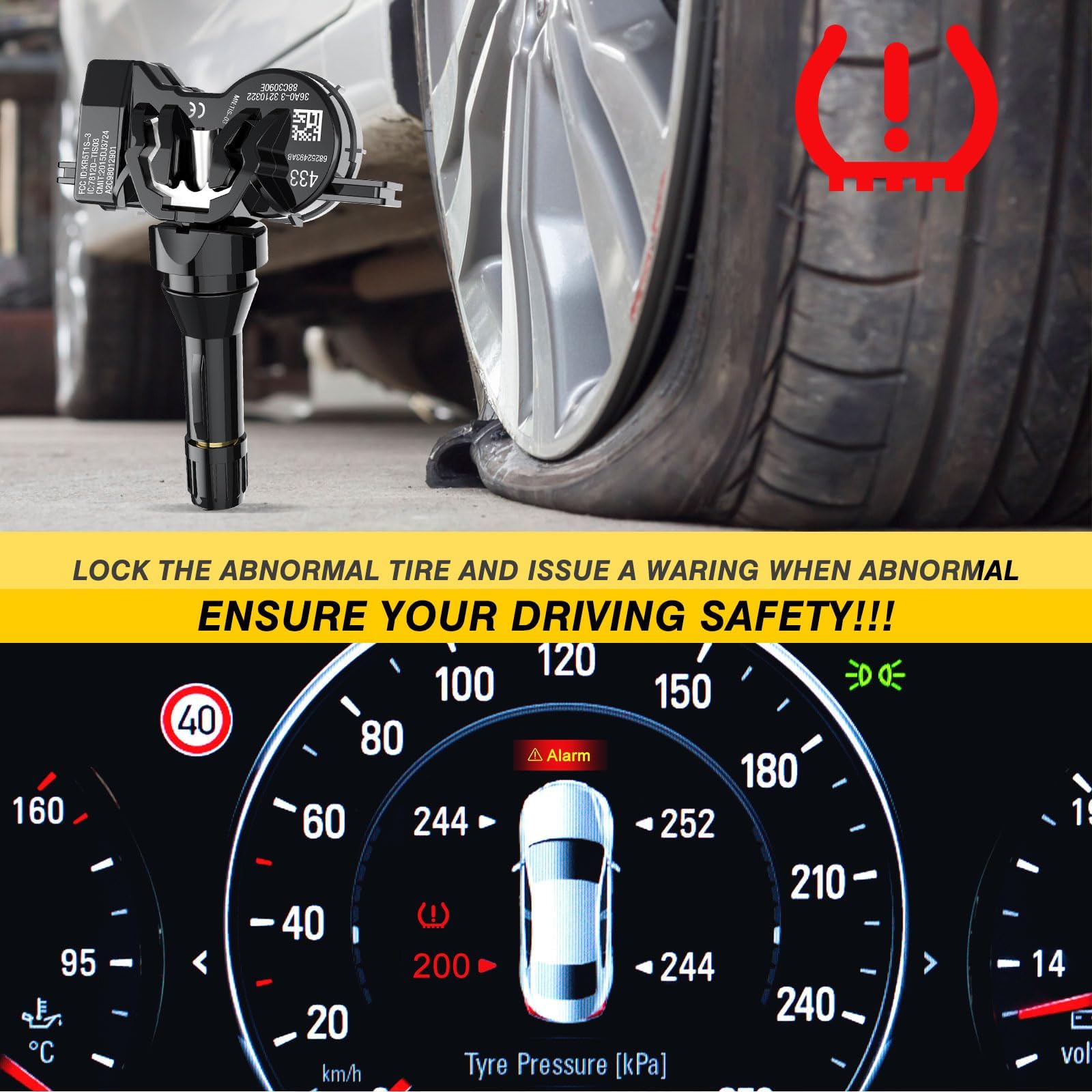 GEARMEISTER TPMS Sensor,433MHZ Tire Pressure Monitor System Sensors for Jeep Grand Cherokee Renegade 2016-2021|Dodge Dart Durang