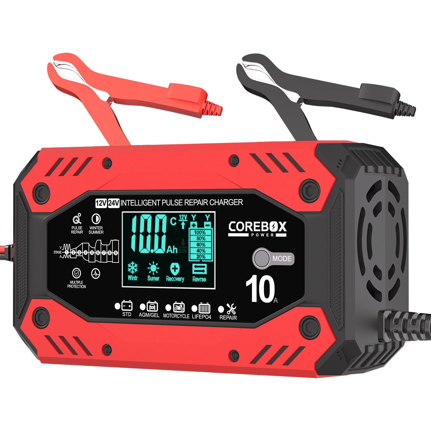 Battery Charger 10-Amp 12V/24V Smart Trickle Charger for Car - Battery Maintainer Trickle Charger, and Automotive Battery Charge