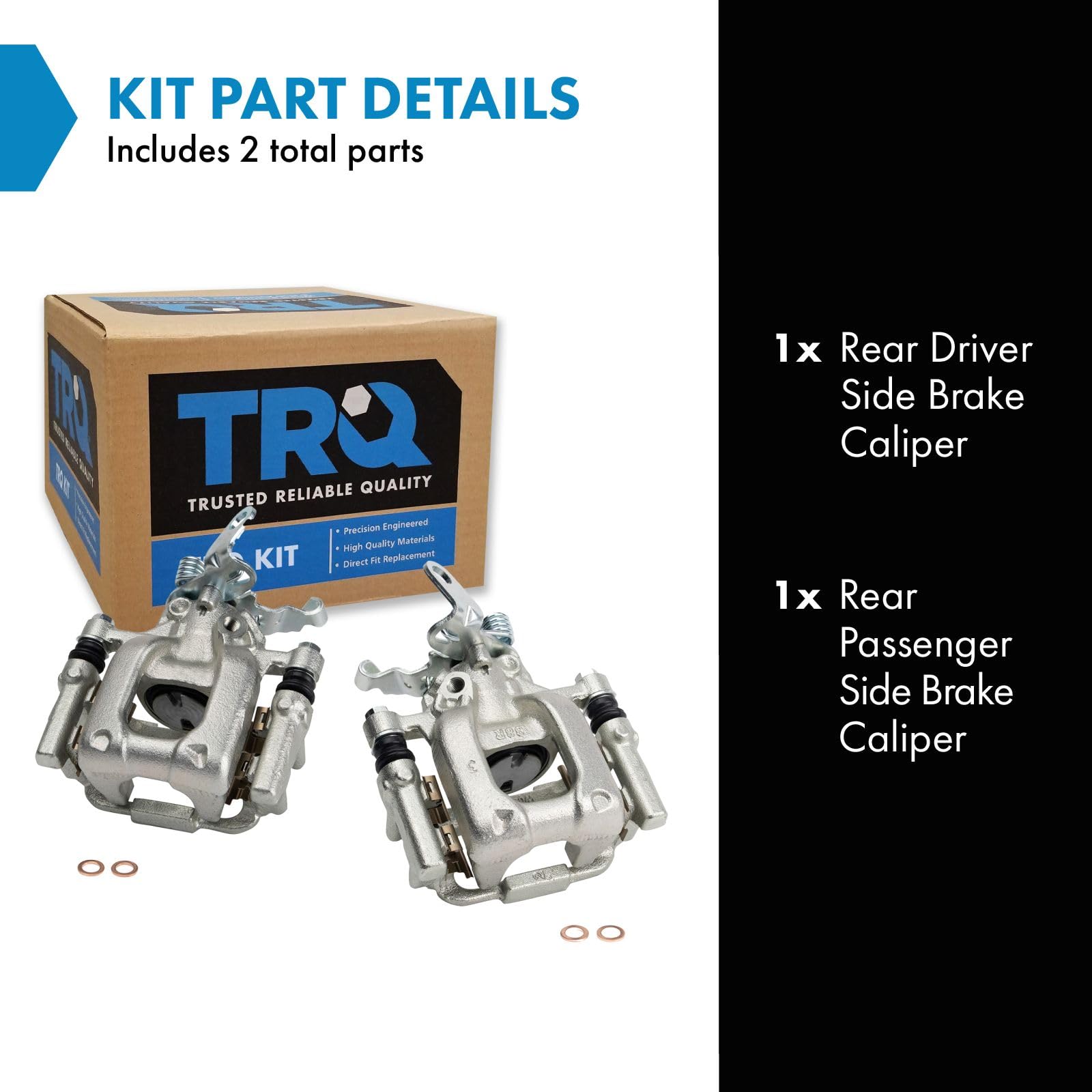 Trq Rear Brake Caliper Set Compatible With 2010-2013 Audi A3 A3 Quattro 2012-2013 Volkswagen Beetle 2011-2016 Eos 2010-2014 Golf