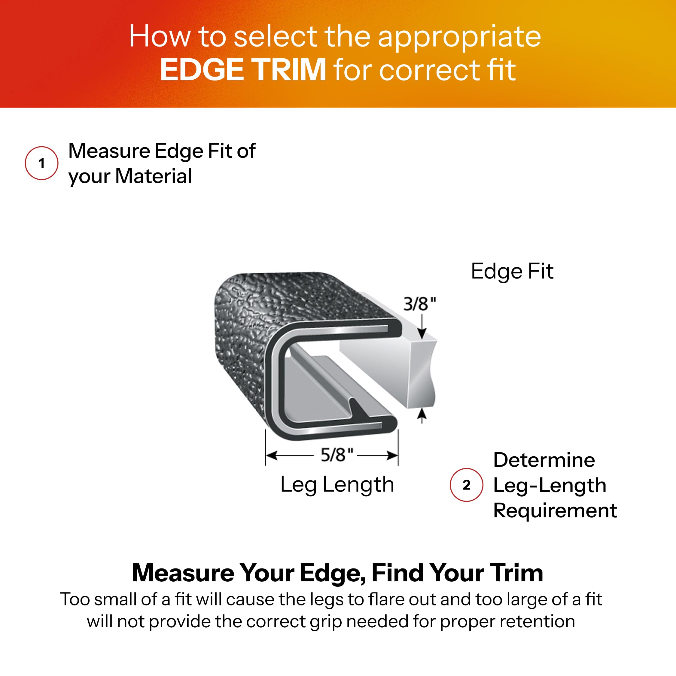 Trim-Lok Edge Trim - Fits 3/8Inch Edge, 5/8Inch Leg Length, 25' Length, Black, Pebble Texture - Flexible Pvc Edge Protector For