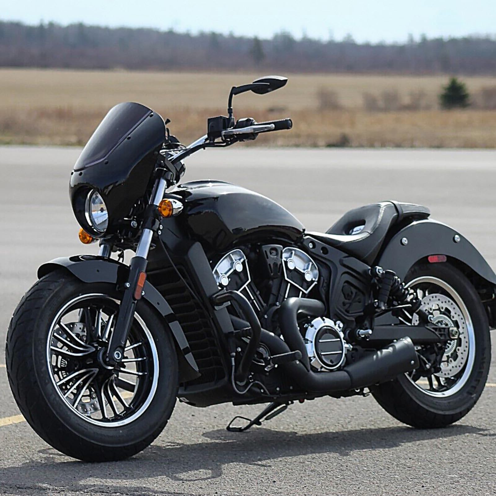 Mofun Mirrors Black Spear Blade Mirrors Compatible with 1982-2024 Harley Sportster Dyna Softail Road King Street Road Electra Gl