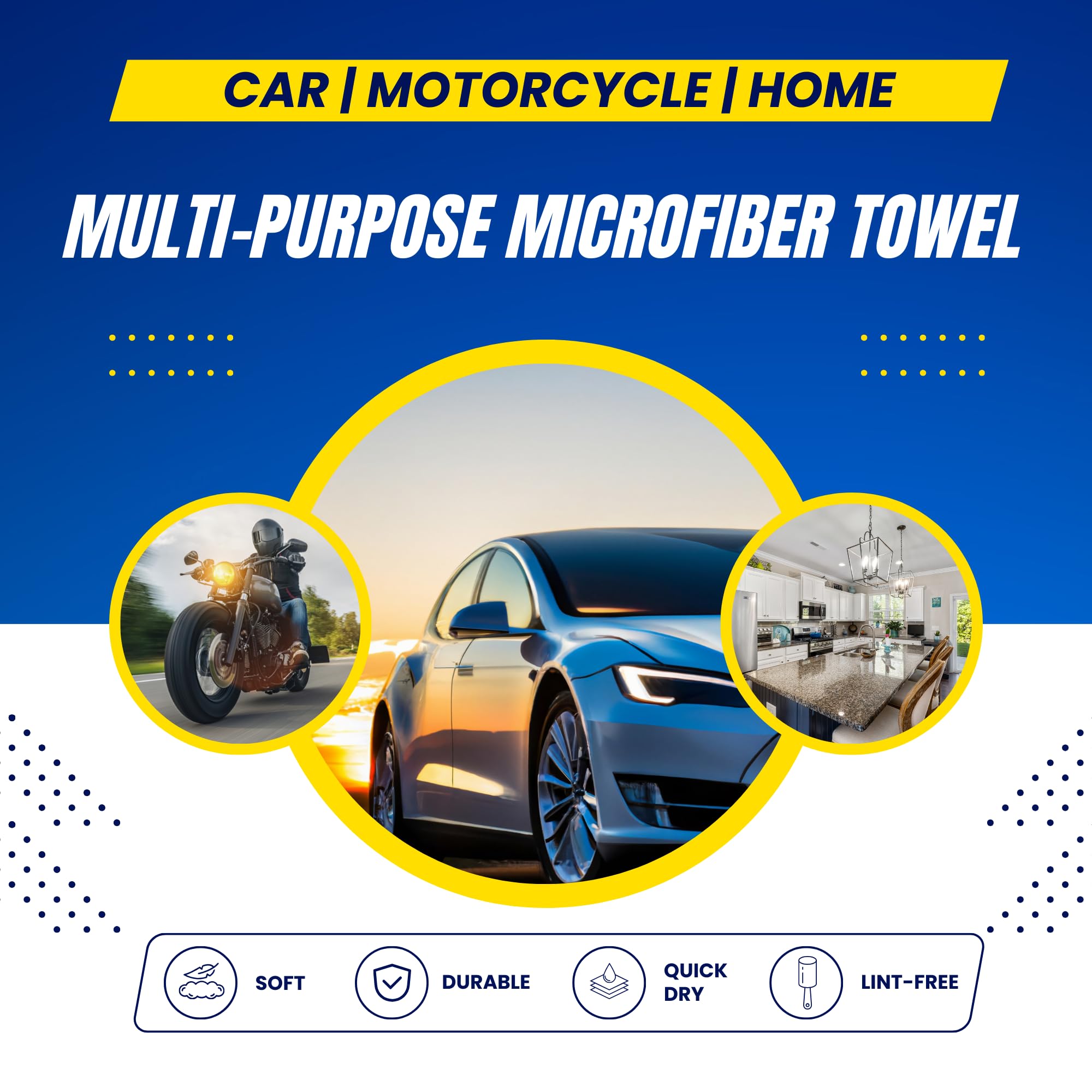 High Street Co Microfiber Towels For Cars (Pack Of 3) - Wash Rags With High Gsm, Highly Absorbent, Soft & Lint-Free - Cleaning R