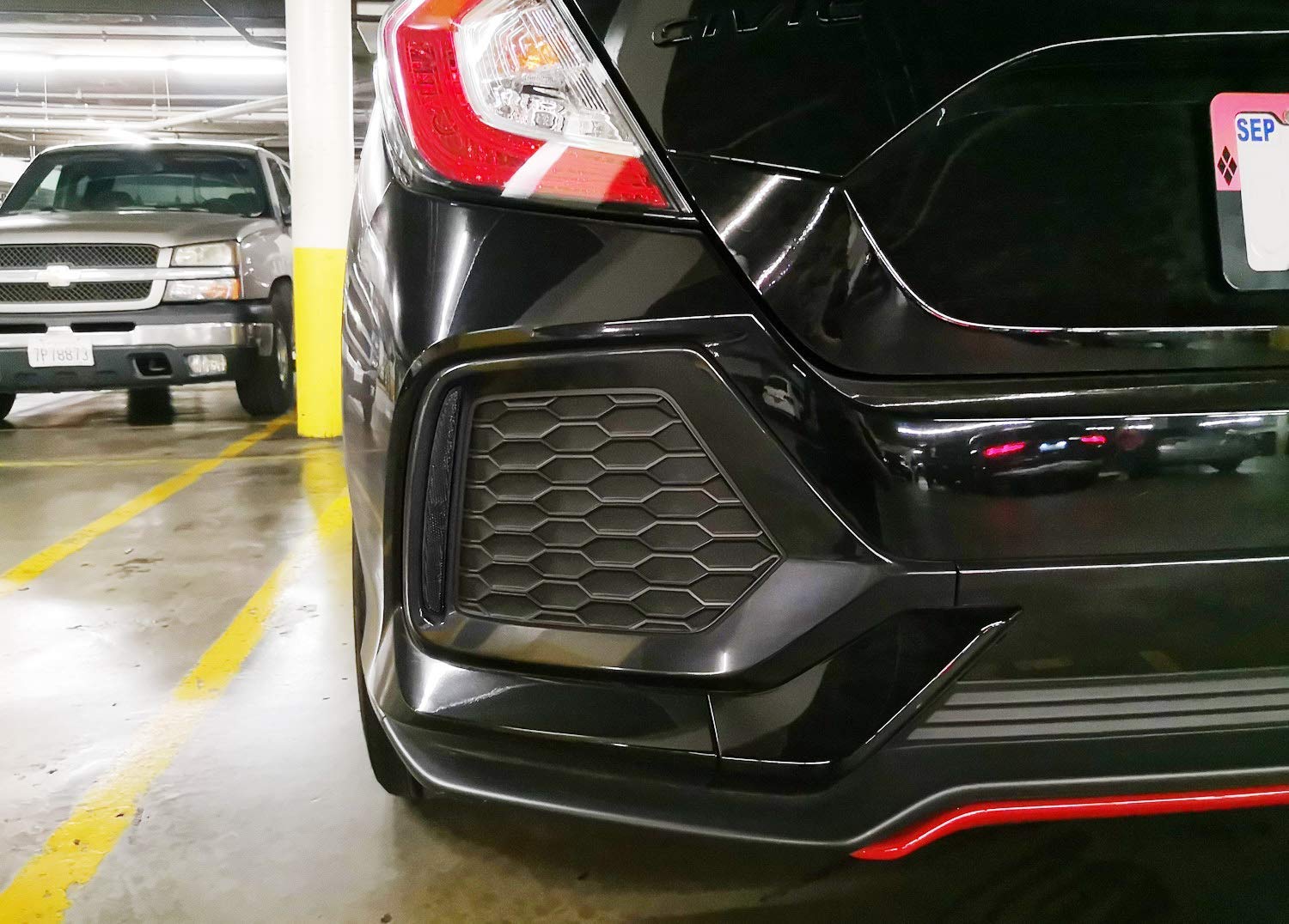 iJDMTOY Smoked Rear Bumper Reflector Lens Replacement Compatible With 2017-21 Honda Civic Hatchback, SI or Type-R Sedan, OE-Spec