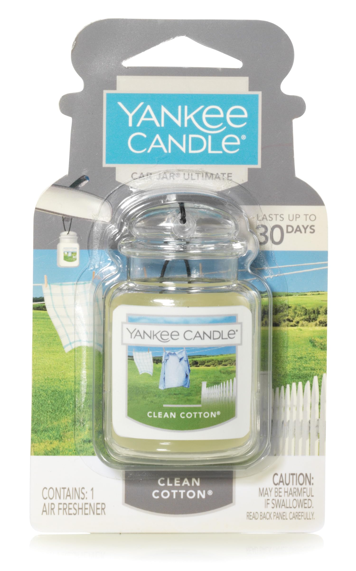 Yankee Candle Car Air Fresheners, Hanging Car Jar Ultimate Clean Cotton Scented, Neutralizes Odors Up To 30 Days