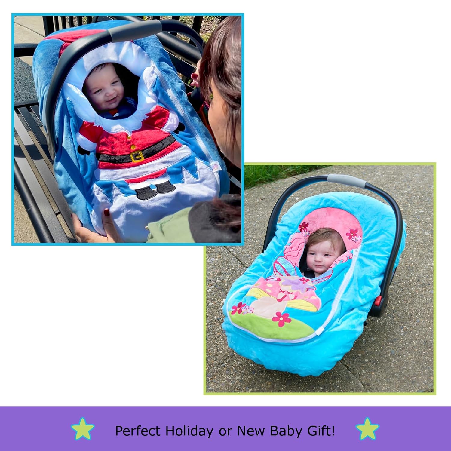 Car Seat Cuties, Baby Car Seat Cover, Stretchy Universal Fit Infant Car Seat Carrier Cover for Baby Boys and Girls, Soft & Warm Baby Blanket Style Car Seat Cover, Infant Costume