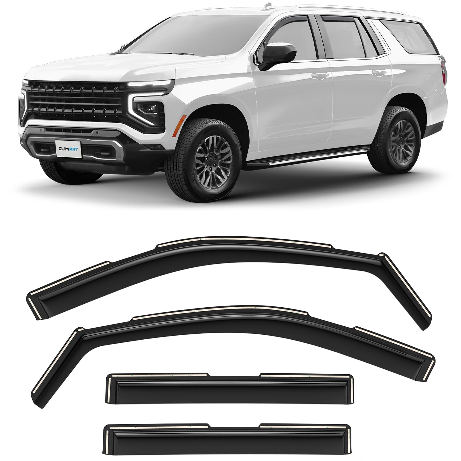 Clim Art In-Channel Incredibly Durable Rain Guards For Chevrolet Tahoe 2021-2025, Original Window Deflectors, Vent Window Visors
