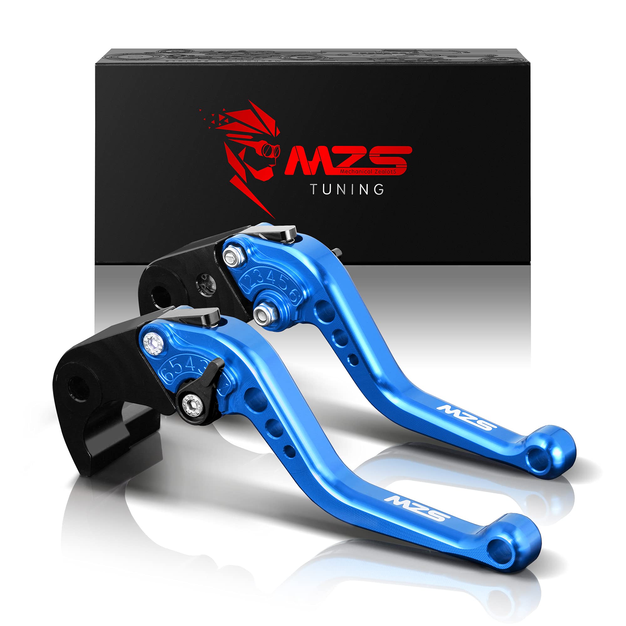 Mzs Blue Motorcycle Brake Clutch Levers Adjustable Short Compatible With Grom Msx125 14-25 / Cbr500R Cb500F Cb500X 13-21 / Monke