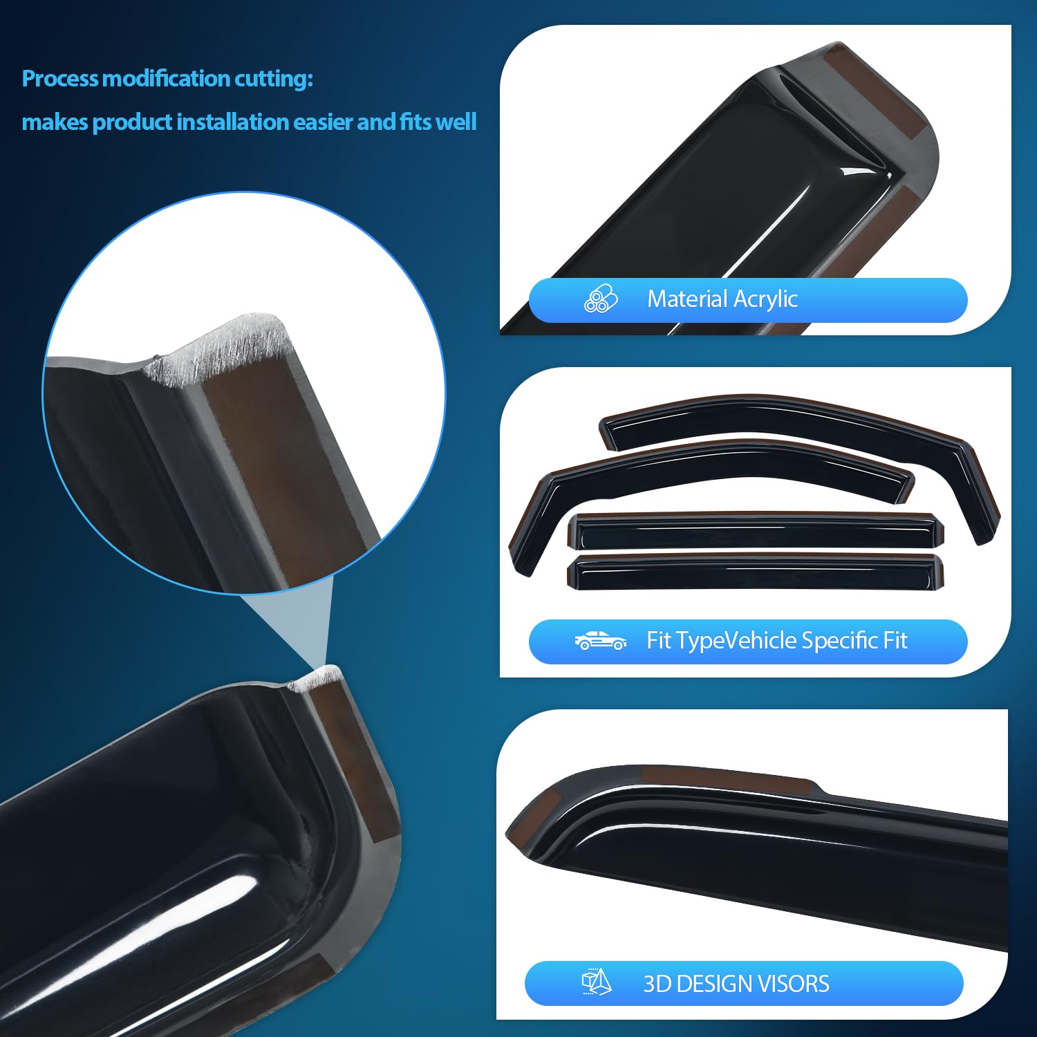 Nilight In Channel Rain Guards For Grand Caravan 2008-2023, Chrysler Town Country 2008 2009 2010 2011 2012 2013 2014 2015 2016,