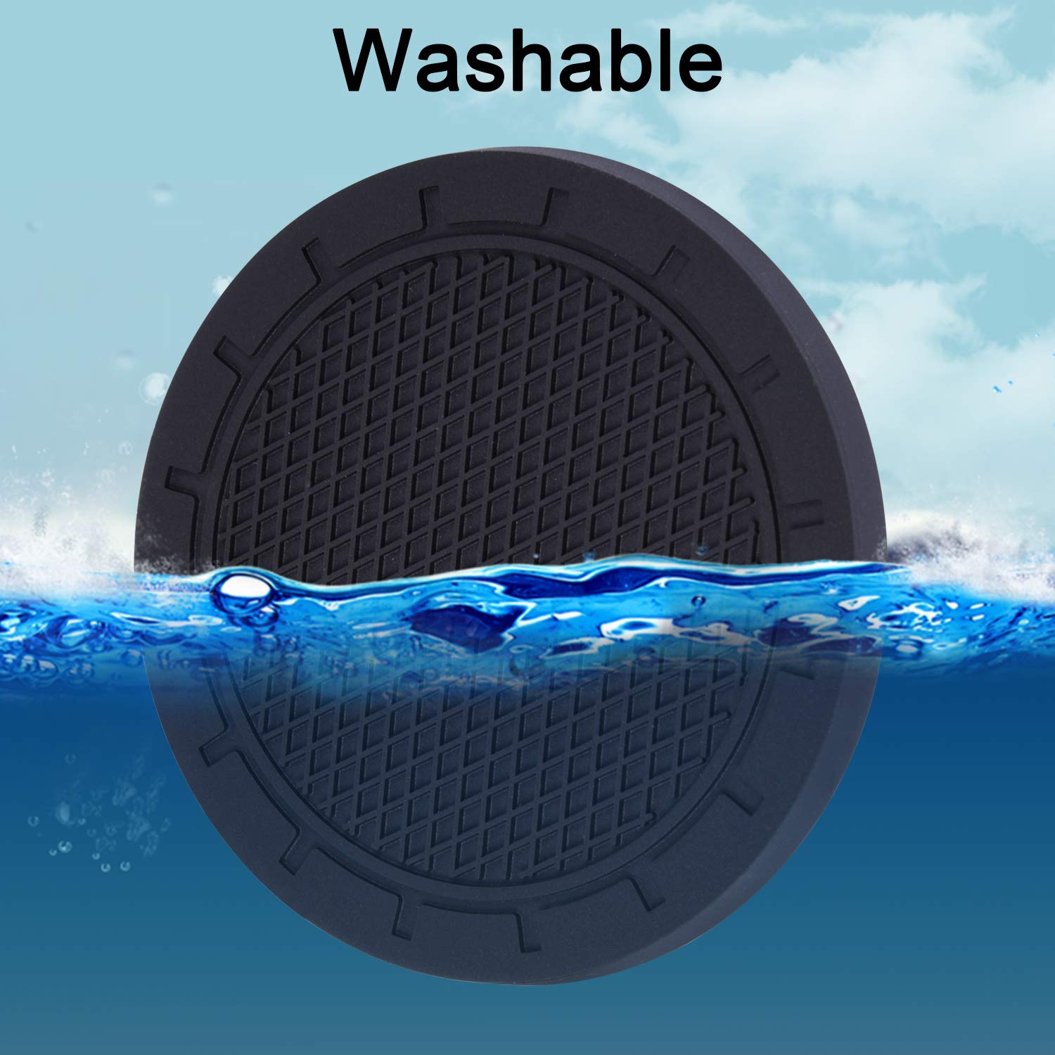 Car Coasters, Wisdompro 4 Pack Pvc Car Cup Holder Insert Coaster - Anti Slip Universal Vehicle Interior Accessories Cup Mats For