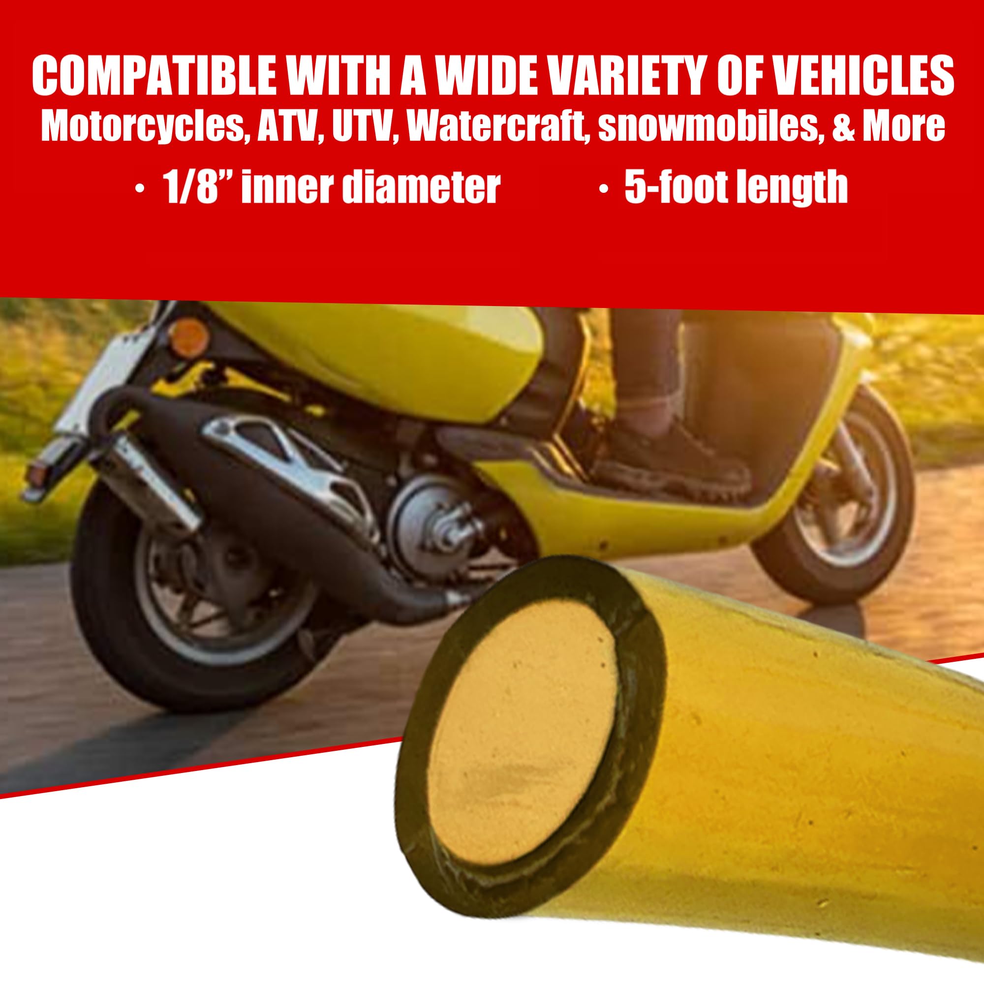 Outlaw Racing OR2096Y Polyurethane Carburetor Carb Vent Line Hose Tube Overflow Tubing - 5' Feet Long 1/8'' Inch Inner Diameter