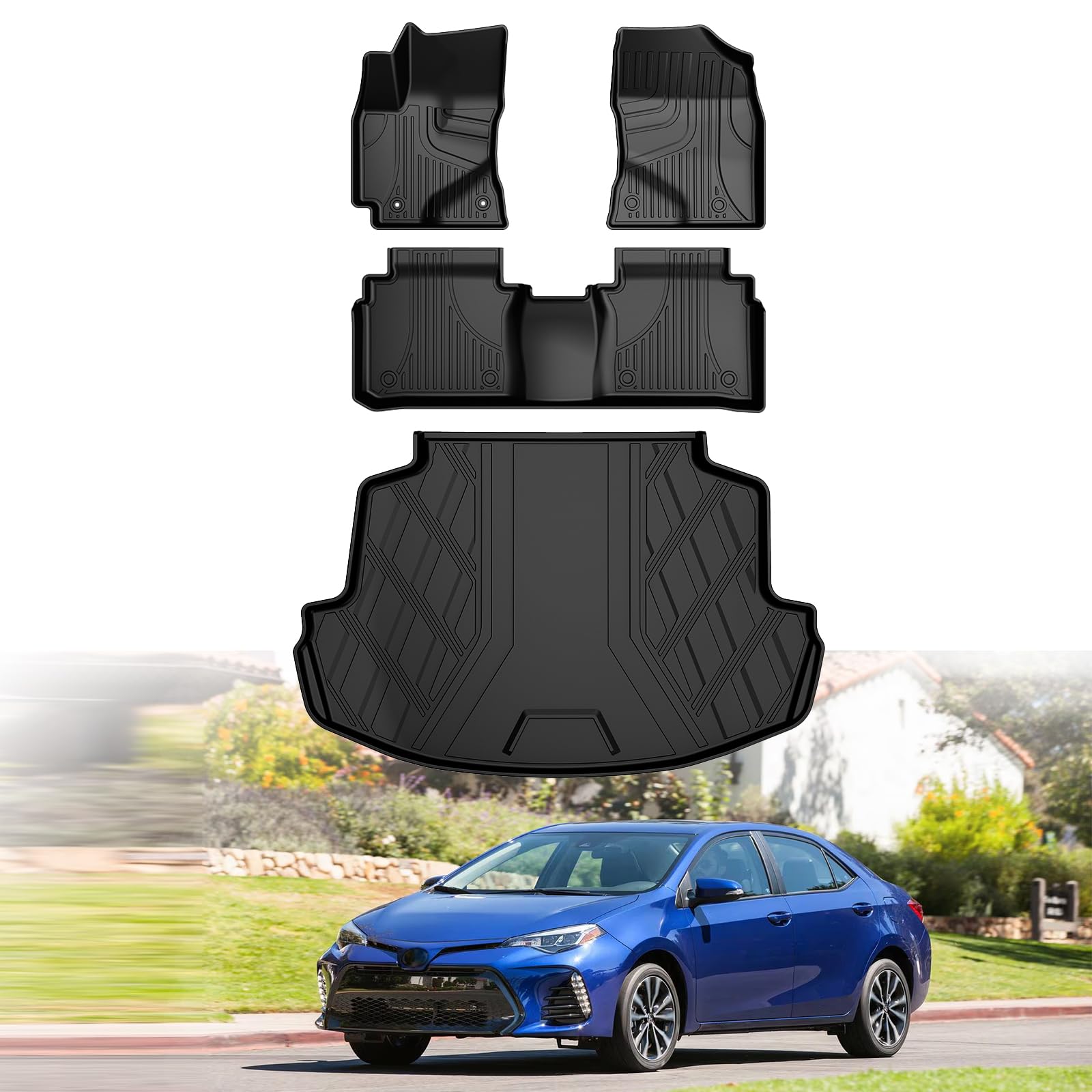 Automotive Floor Mats & Cargo Liners Trunk Set Compatible With 2022 2023 2024 2025 Toyota Corolla Cross (Fwd), All Weather Car A