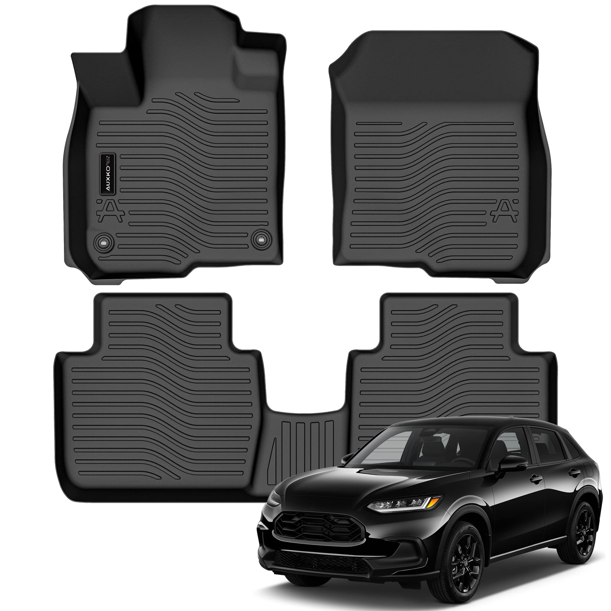 Auxko All Weather Floor Mats Fits for Honda HR-V Include Hybrid 2023 2024 2025 2026 TPE Rubber Liners All Season Guard Odorless 