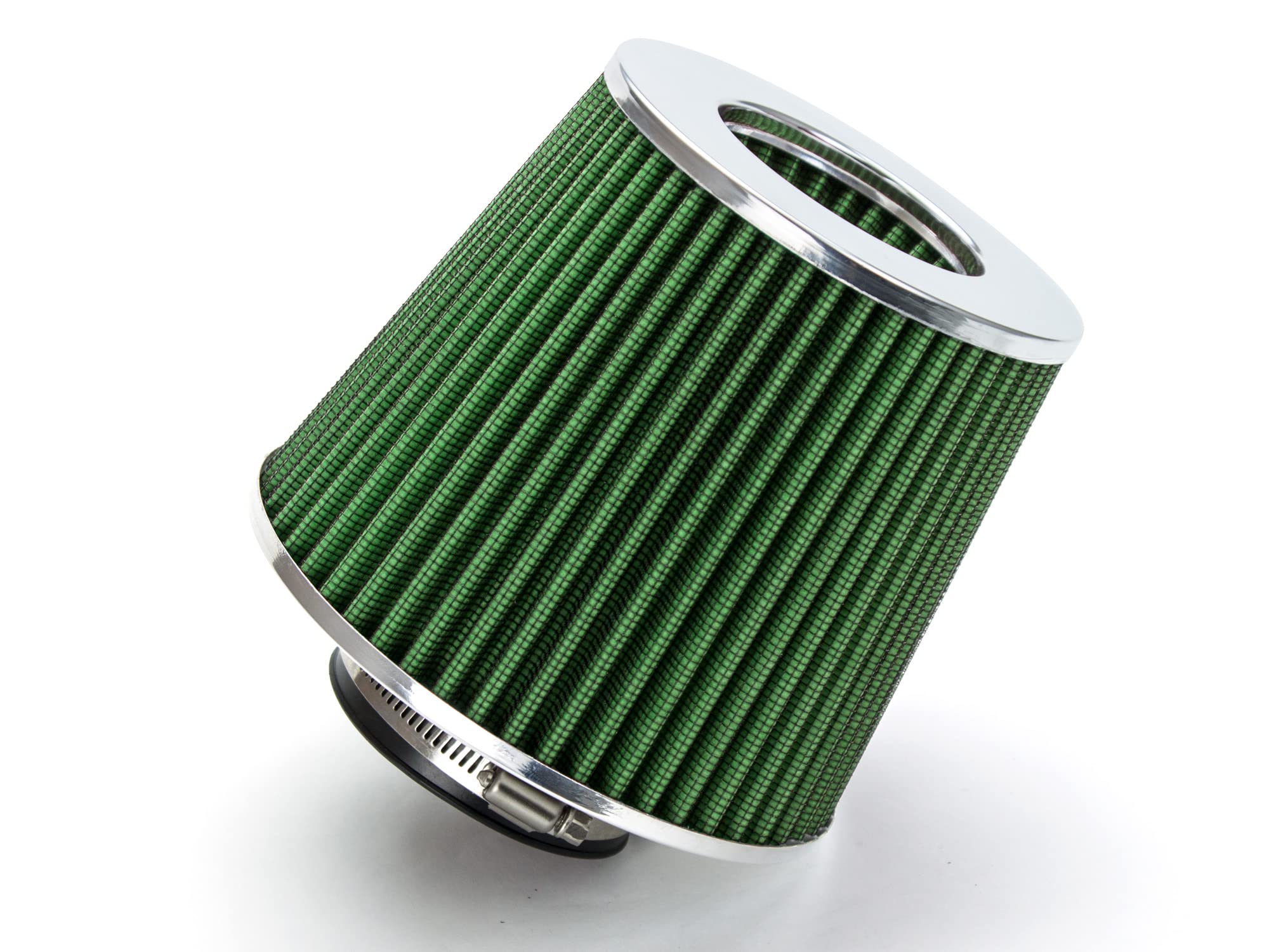 Green 3'' 76 Mm Inlet Cold Air Intake Cone Replacement Quality Performance Washable Clamp-On Dry Air Filter