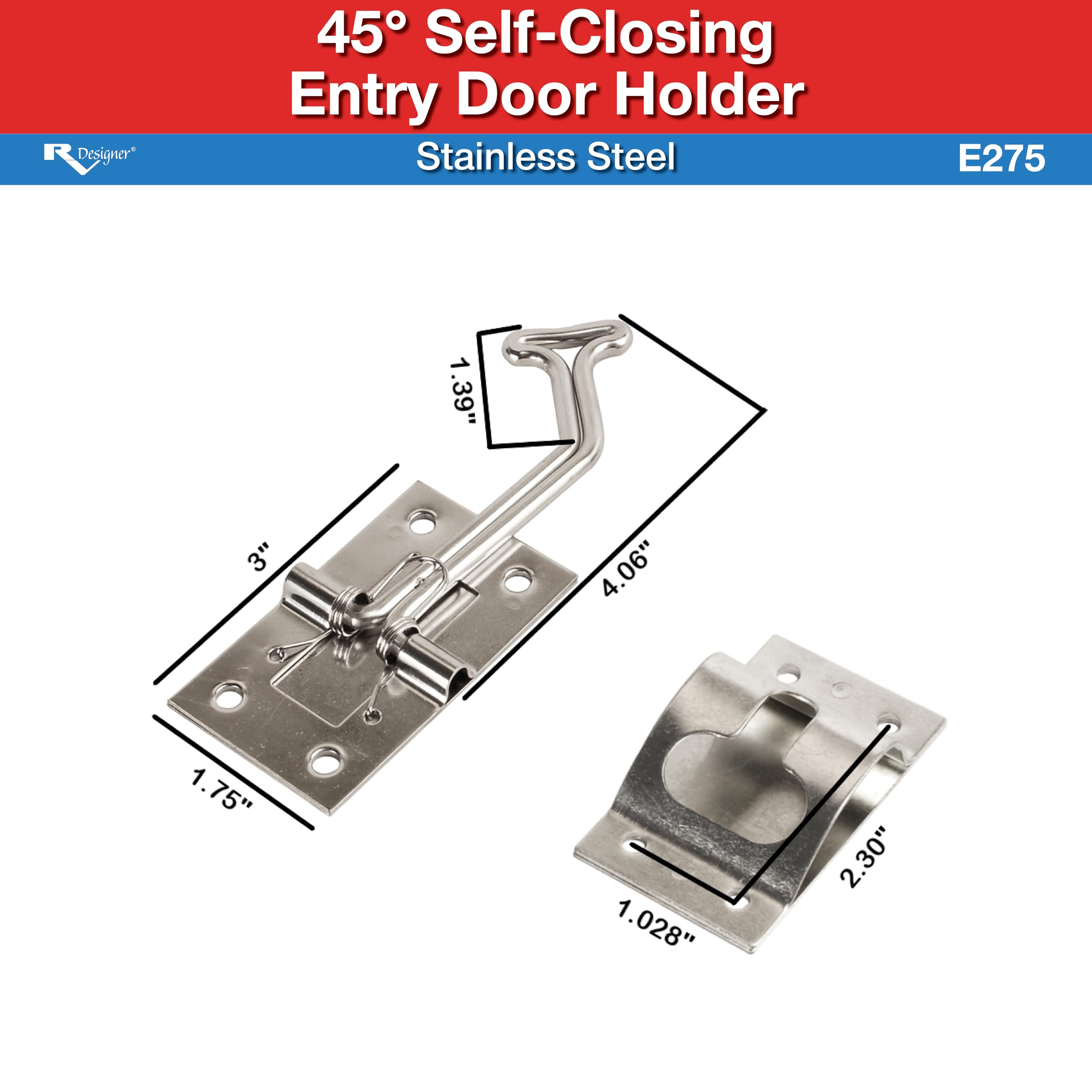 Rv Designer E275 45 Degree Stainless Steel Entry Door Holder