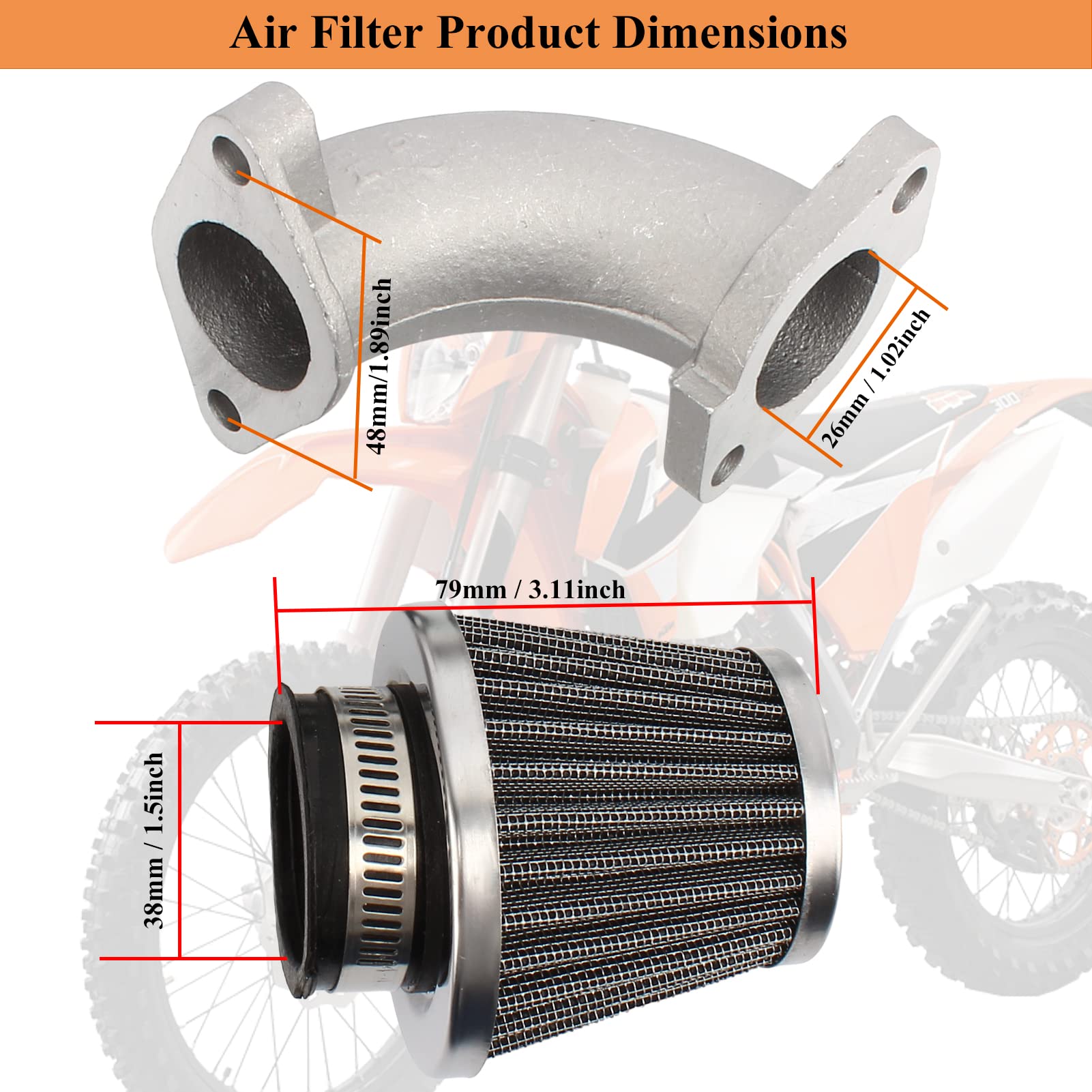 ABCERRSI Dirt Bike Carburetor 125cc,VM22 26mm Carb with Air Filter Intake Pipe for SSR 125 Pit Bike 110cc 150cc 212cc Enduro Bik