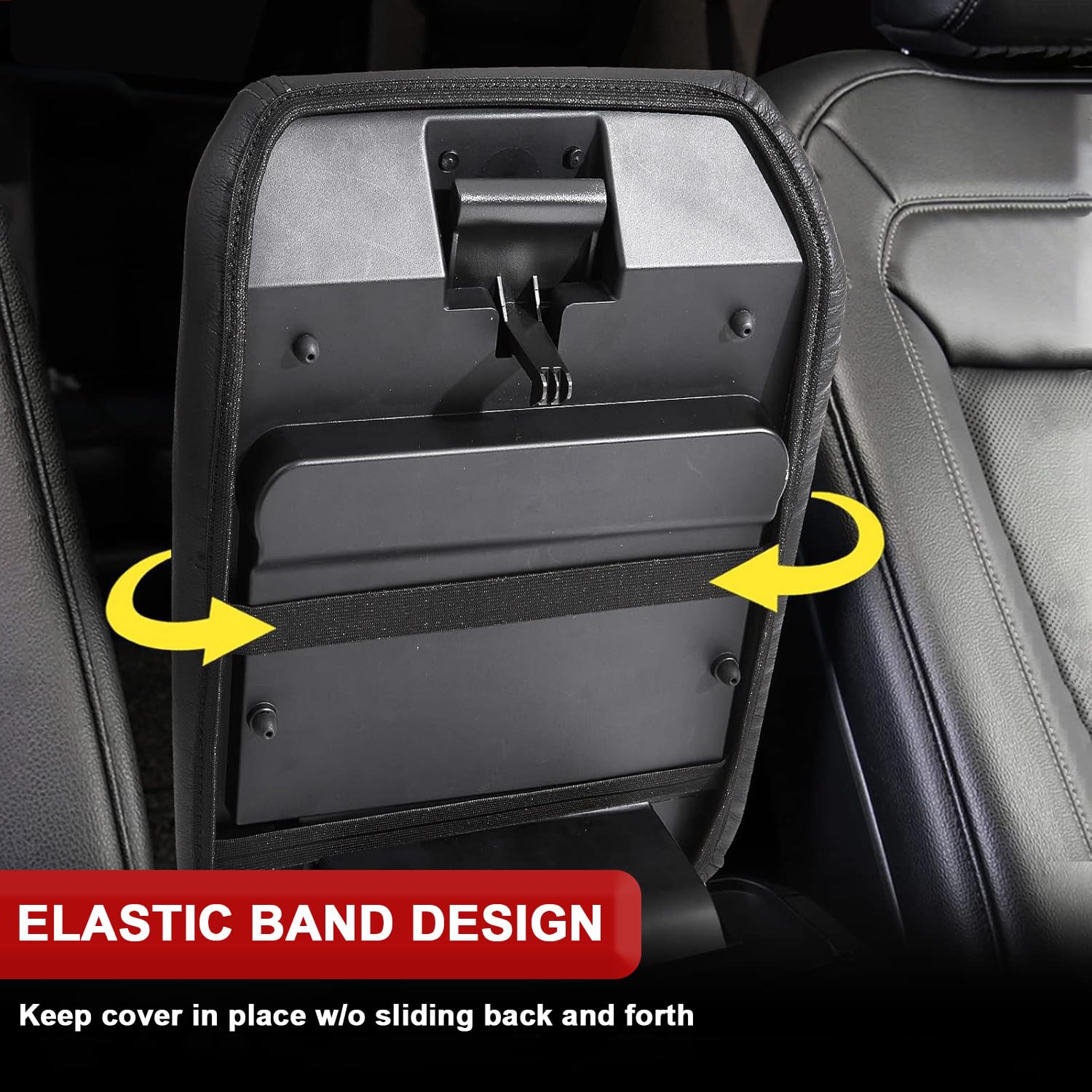 KBH Center Console Armrest Cover for Ford Explorer 2020-2026, Black Vinyl Leather Protector, Anti-Scratch Interior Accessory