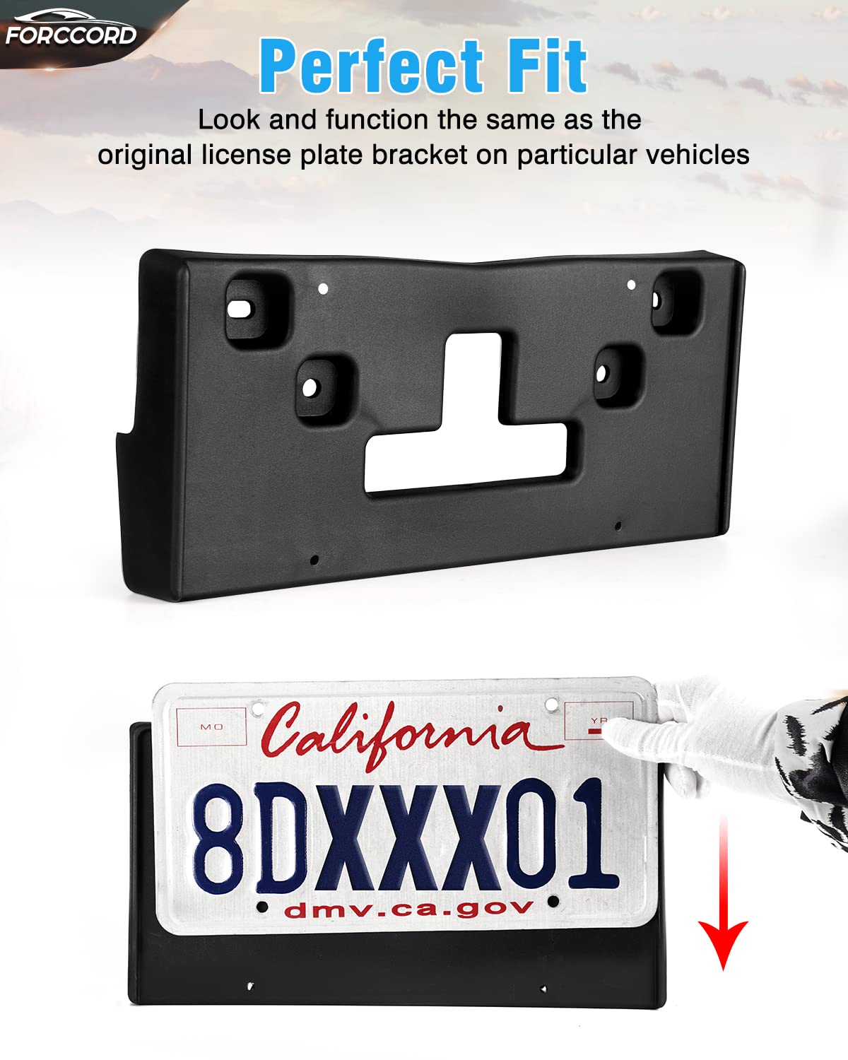 Forccord Custom Fit For License Plate Bracket Chevrolet Cruze 2015 2016 Replacement Front License Plate Frame Black