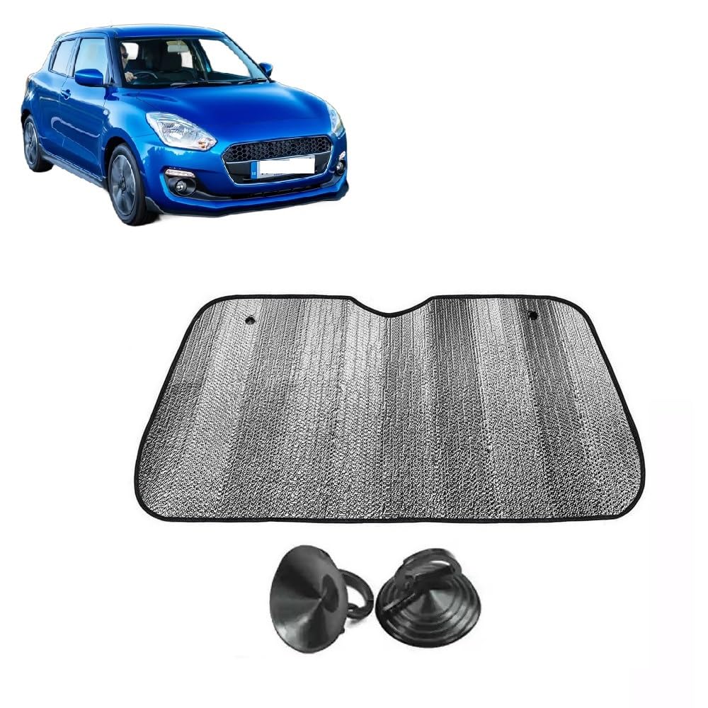 Car Windshield Sun Shade UV Rays Protector Silver Sunshade Solar Reflective suitable for Maruti Suzuki Swift [20182024]