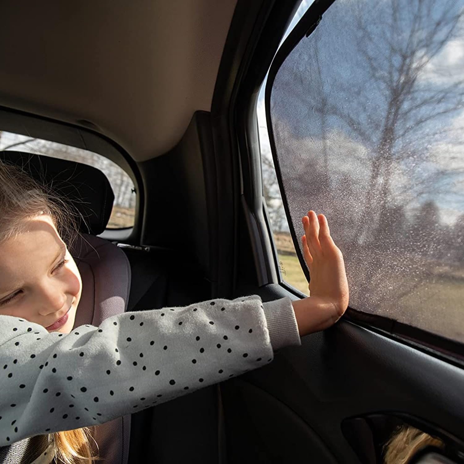 Enovoe Car Window Shades - UV Protection, Glare Shield, 21"x14", Black, 2 Pack, Fabric, Model ENOV-00001