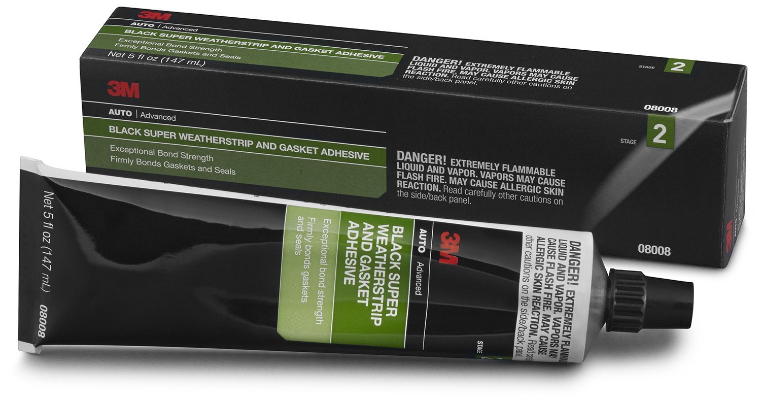 3M 08008 Black Super Weather-Strip Adhesive Tube, 5 Ounce