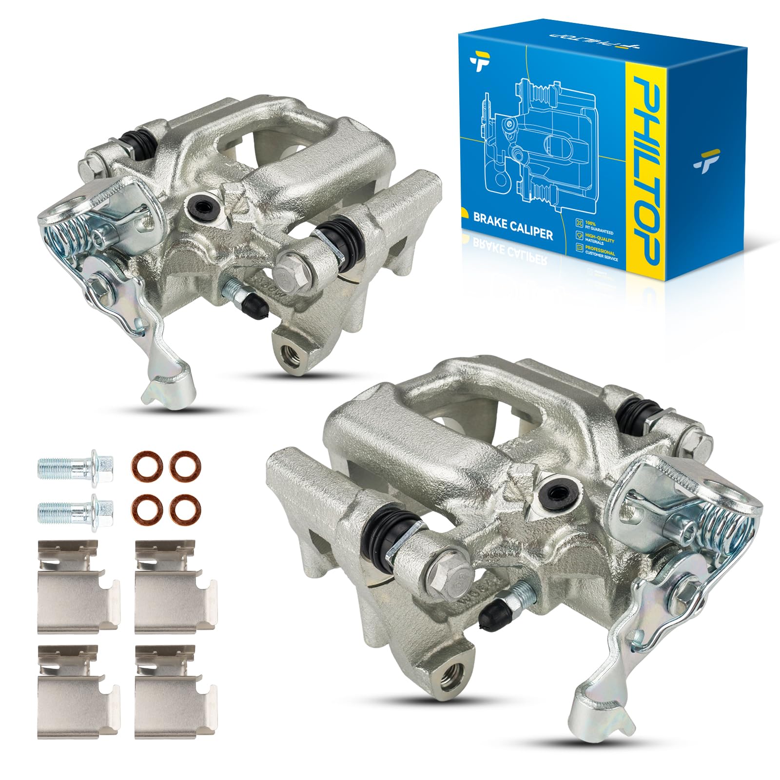 Philtop 19B6384+19B6385 Rear Disc Brake Caliper Assembly Fit Volkswagen Audi For 2012-2015 Passat, 2012-2013 Jetta 2.5L, 2010-20