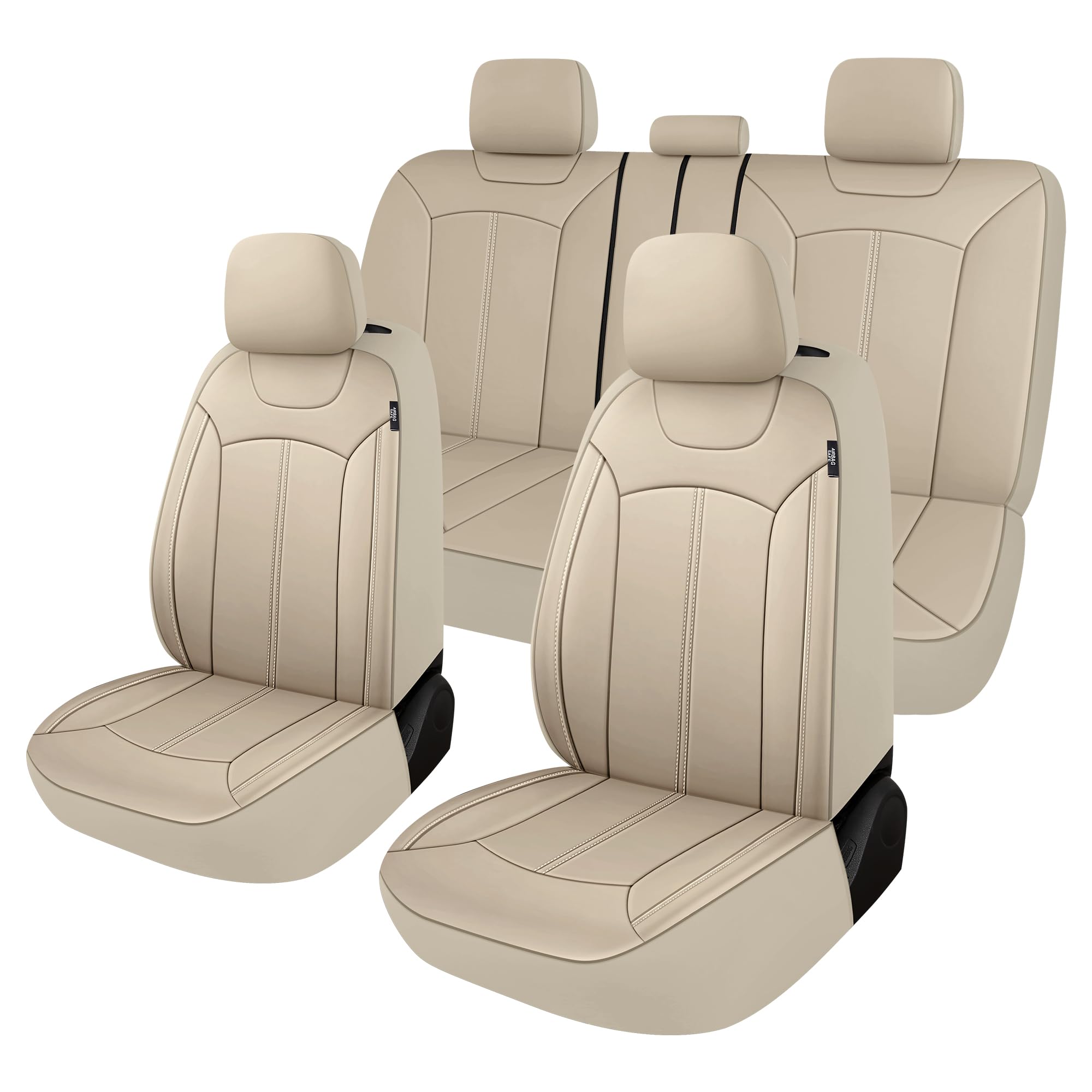 Pariiaotin Premium Leather Car Seat Covers Full Set, Waterproof Full Seat And Split Rear Bench Seat Covers For Cars,Universal Au