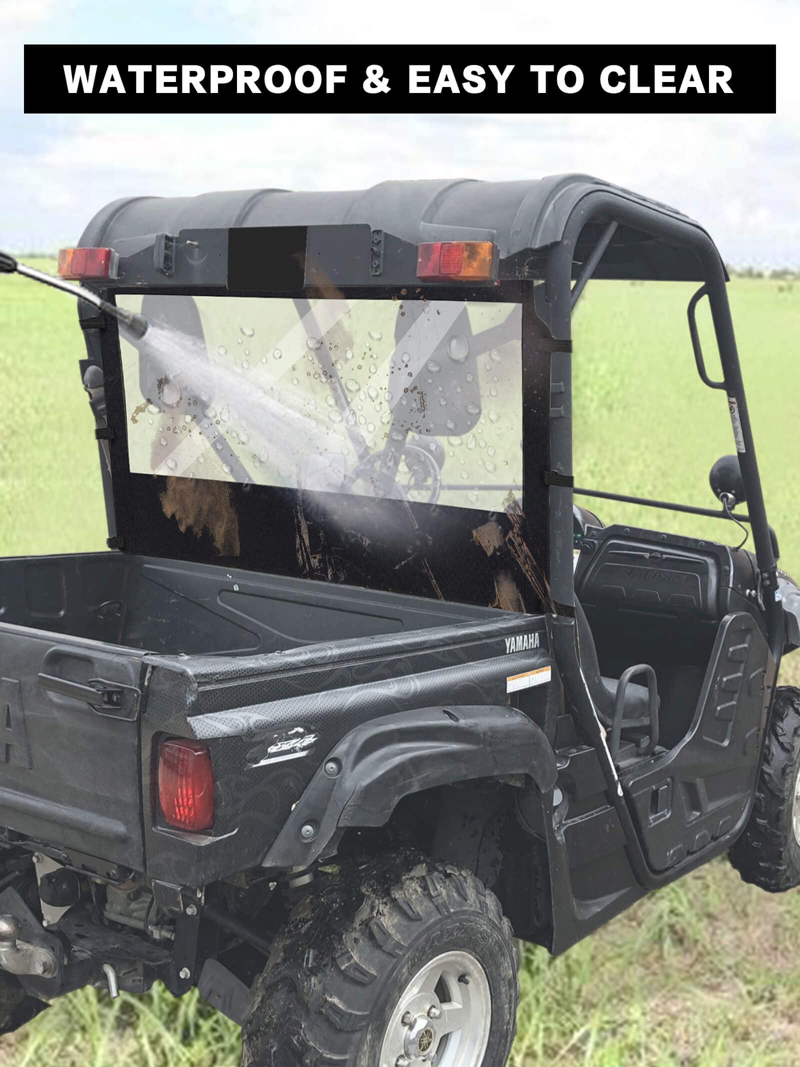 ZIDIYORUO Soft Rear Windshield for Yamaha Rhino & Massimo UTVs - PVC Windscreen with Excellent Visibility, Waterproof & Tough Ag
