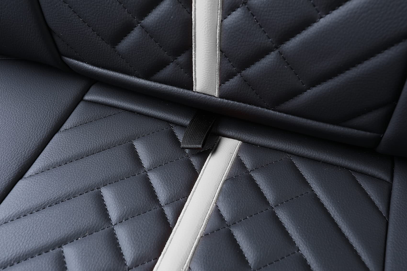 Tomatoman Tacoma Truck Rear Seat Covers Faux Leather Black-White 2005-2023 TRD Sport Offroad Limited SR5 V6 Access Double Cab