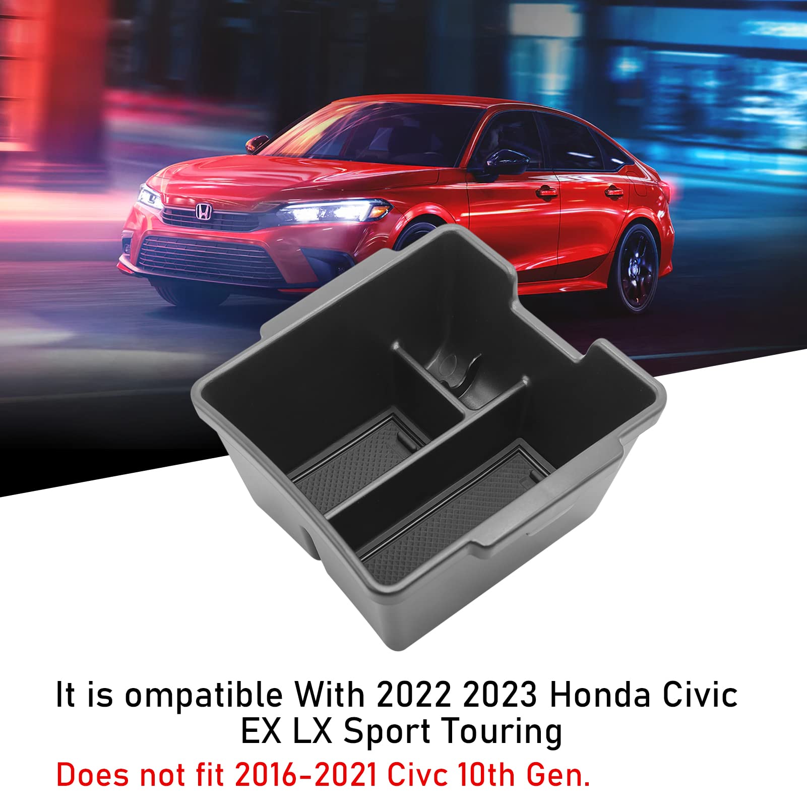 Ttcr-Ii Compatible With Honda Civic Center Console Organizer 2022-2024, For Civic Console Organizer Tray (Upper), Center Armrest