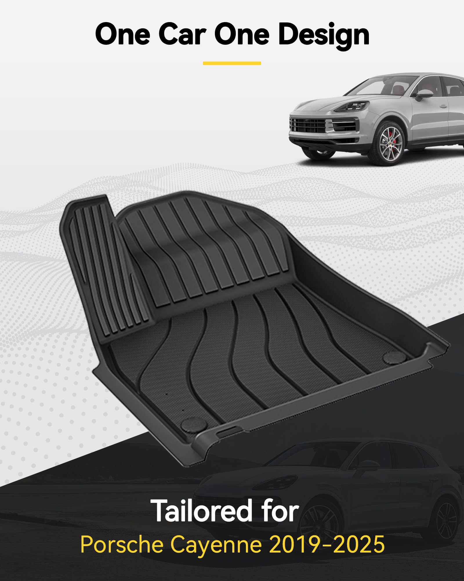 3W Floor Mats &Cargo Liner For Porsche Cayenne 2019-2024 2025, Tpe All Weather Custom Fit Floor Liner For Porsche Cayenne Full S