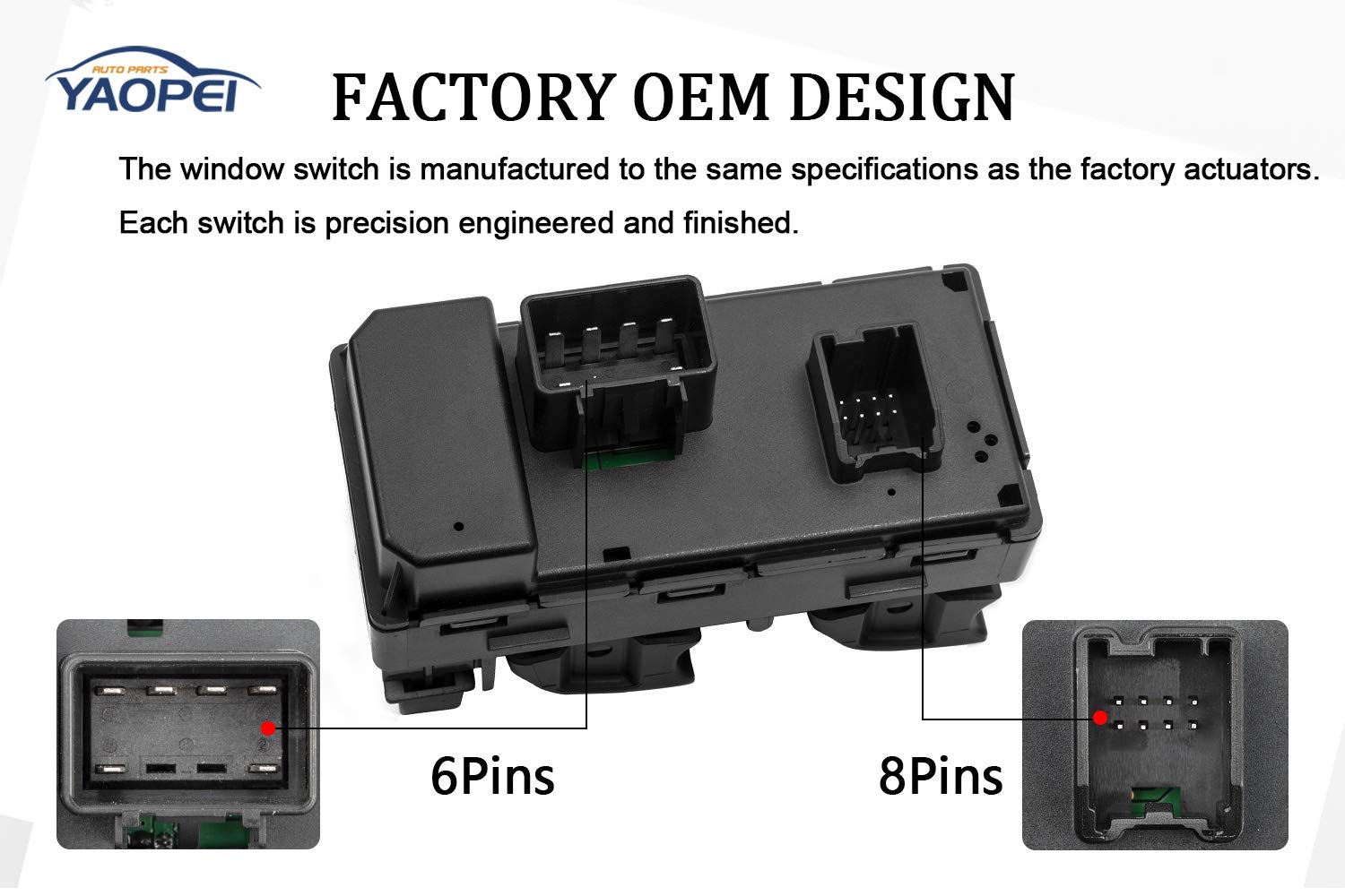 YAOPEI Driver Side Master Power Window Switch 20945129 Black for 2007-2013 Chevy Silverado GMC Sierra Yukon HHR 1500 2500HD 3500HD