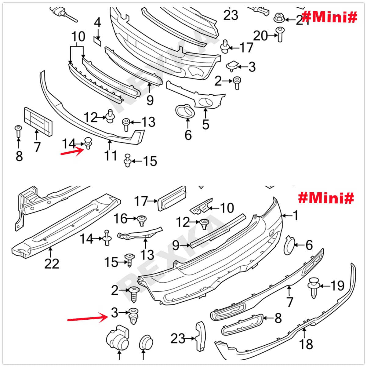 Rexka 30Pcs Bumper Cover Fender Liner Retainer Clips Fastener For Honda Acura Bmw Mini Cooper Countryman Cooper Paceman 07130702