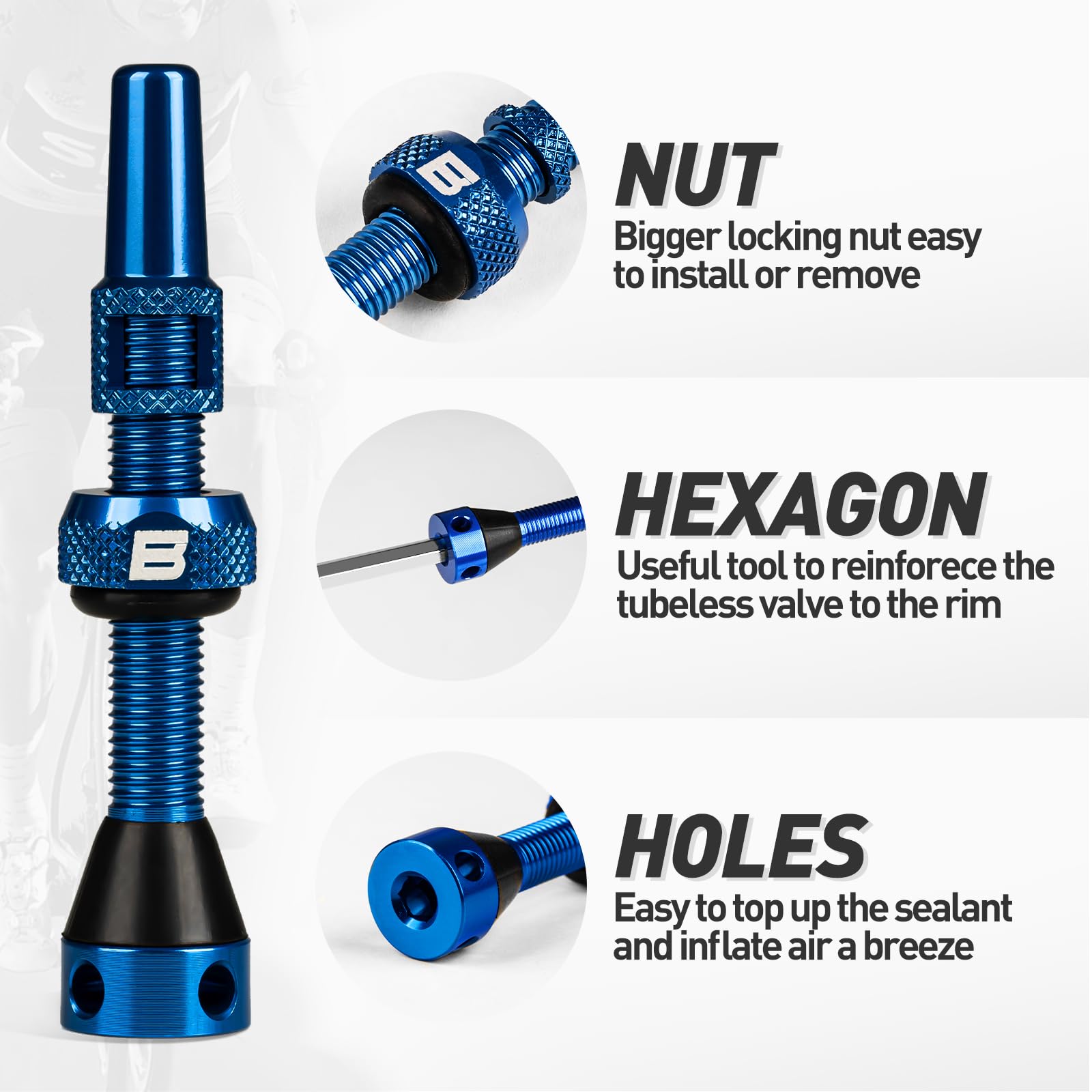 Bwshlf Tubeless Presta Valve Stem 40/44/55/60/65/70/80/100 Mm, Super Light Alloy Presta Valve Stem Kit With Valve Core Remover T