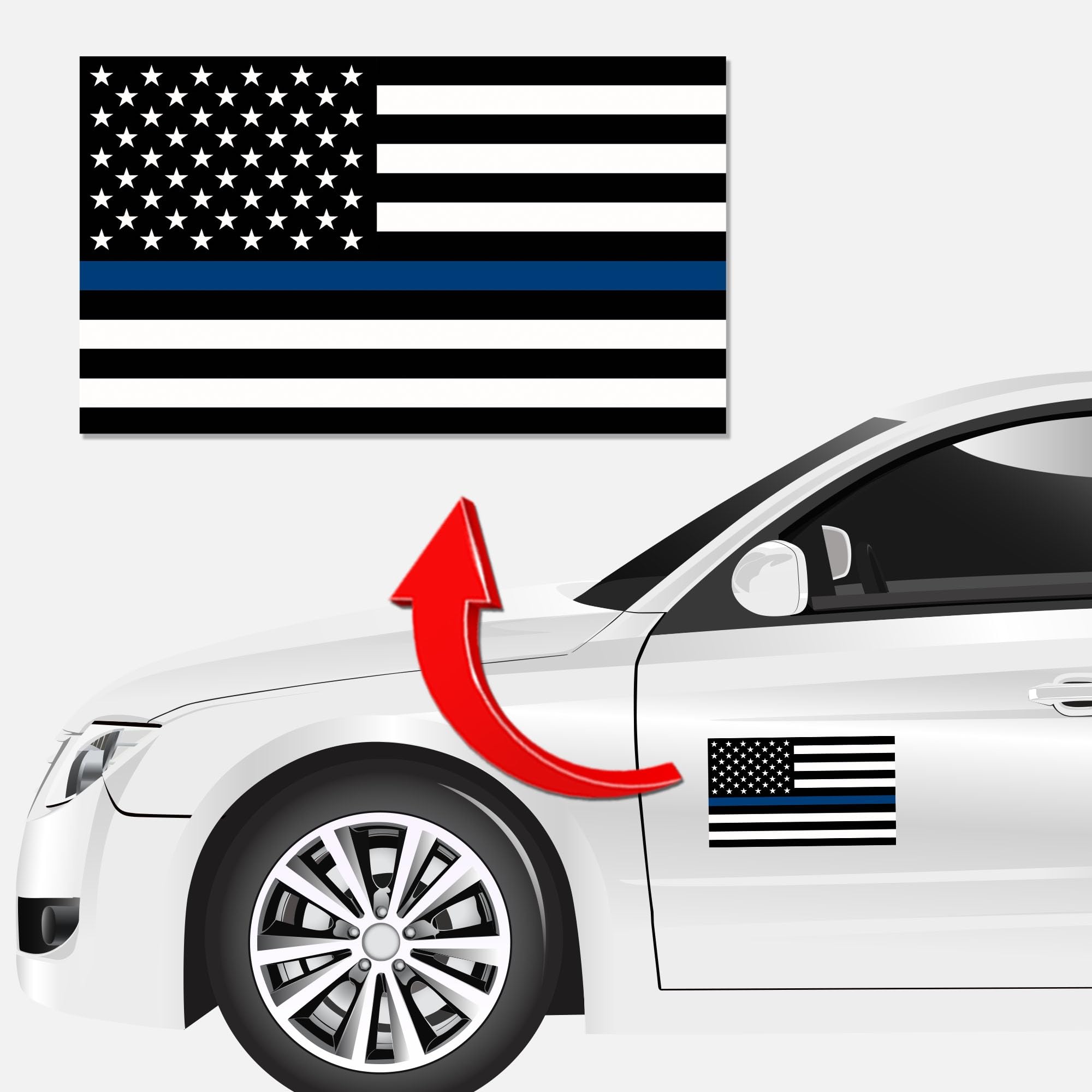 Magnet Me Up Heavy Duty Automotive Magnet - Thin Blue Line American Flag, 7"x12", Vinyl, for Car, Truck or SUV