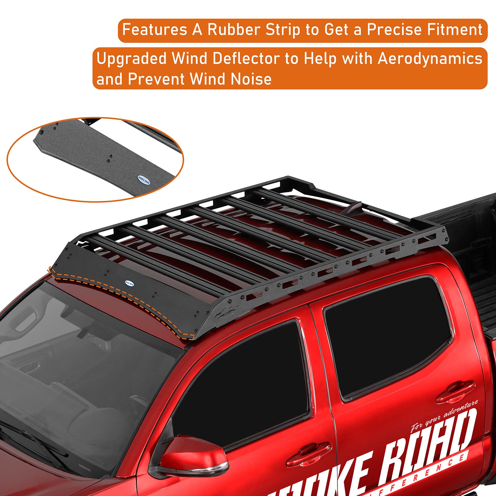 Hooke Road Tacoma Double Cab Top Roof Rack Cargo Carrier For 2005-2023 Toyota Tacoma 2Nd 3Rd Gen Truck (Double Cab Only)