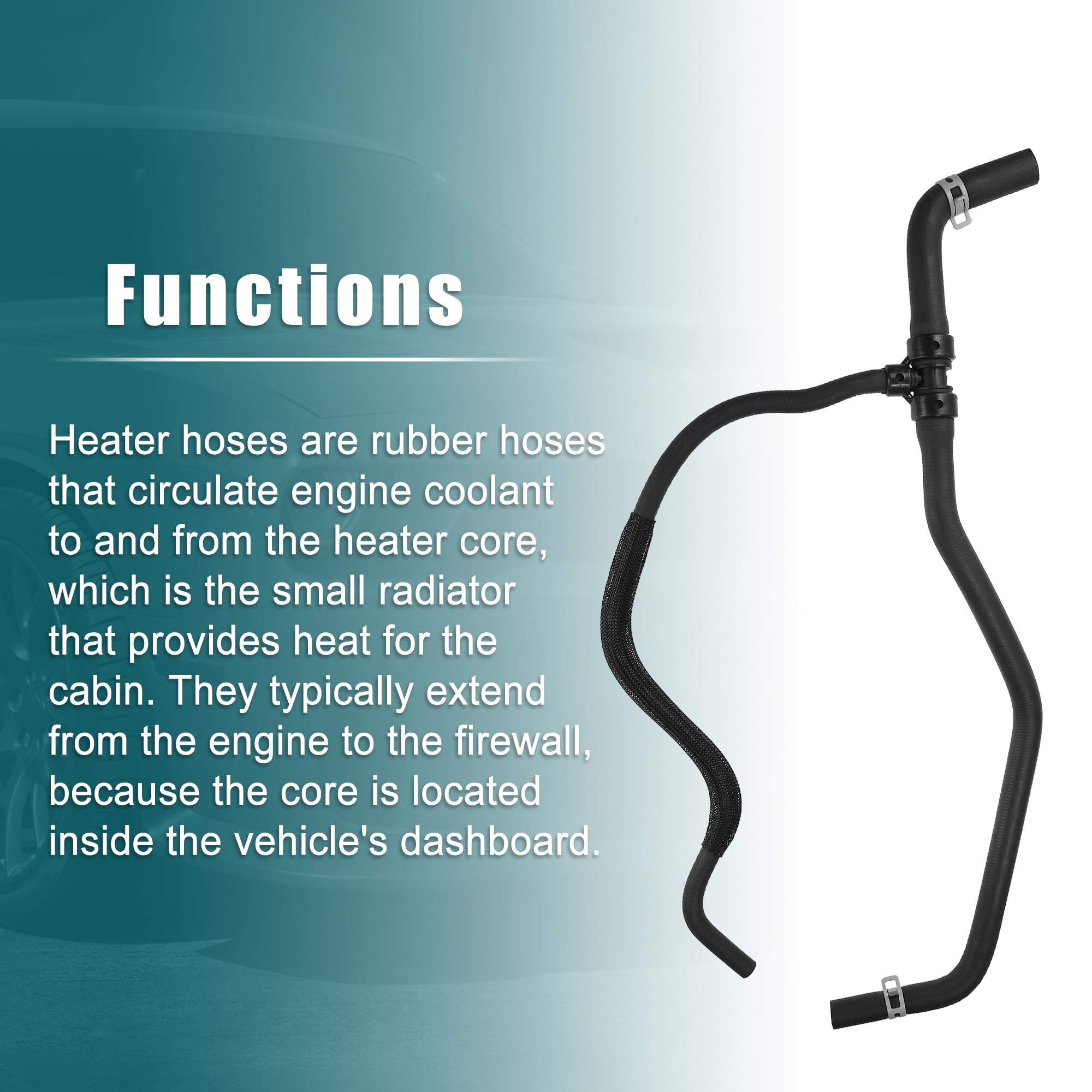 X AUTOHAUX Heater Hose for Chrysler 300, Dodge Challenger & Charger, Rubber, 0.75" Black, Replaces No. 55038163AI/55038163AE