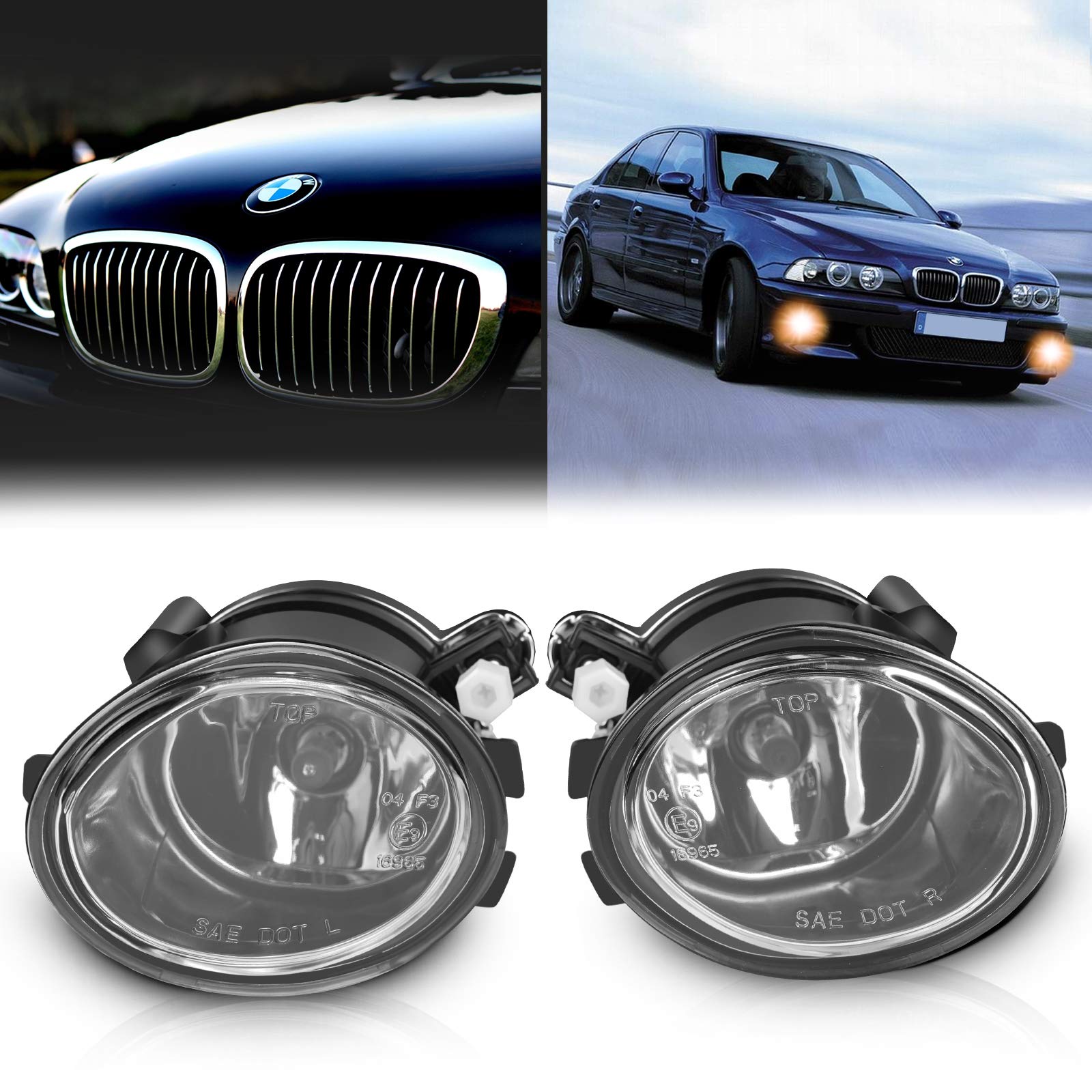 TangMiGe Fog Lights Lamps for 2000-2006 BMW (E46 M3 E39 M5) / 3 Series (320i 323i 325i 325xi 330i 330xi Sedan w/Sport Package, 3